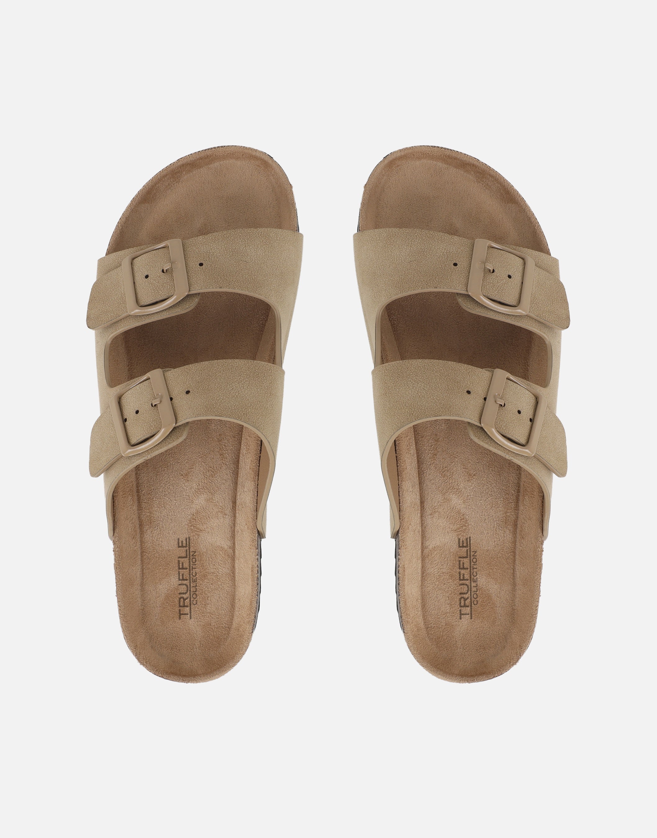 Olsen Truffle Collection Taupe Slip On Footbed Flat Sandals