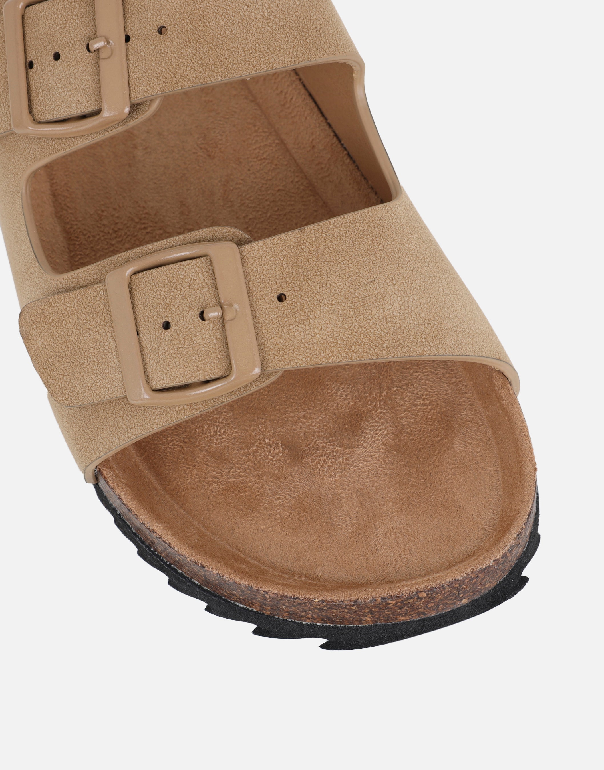 Manny Taupe Slip On Footbed Flat Sandals | SIMMI London