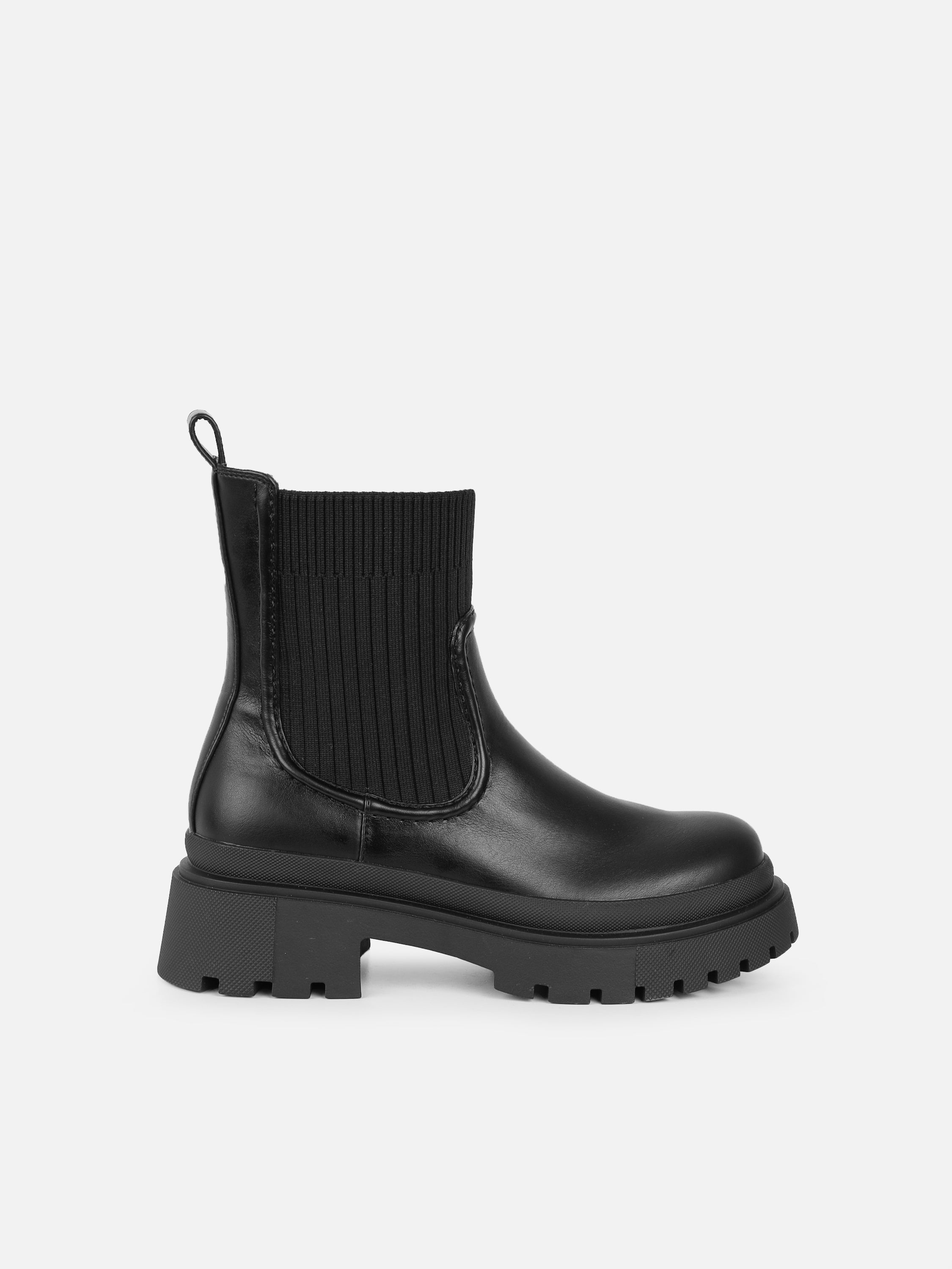 Jirra Black Chunky Ankle Sock Boots | SIMMI London