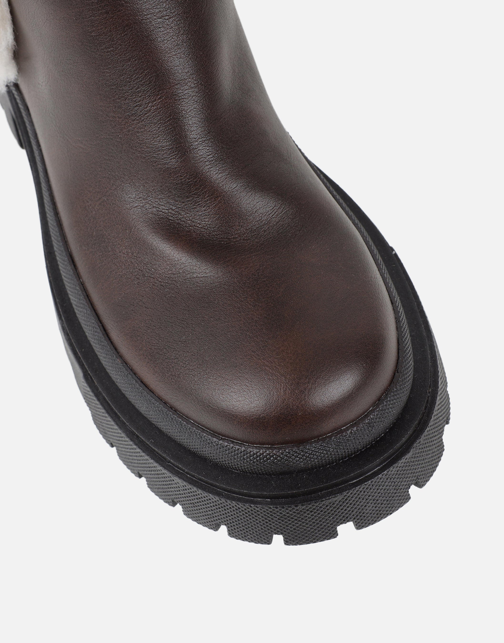 Earhart Brown Faux Fur Detail Chunky Boots | SIMMI London