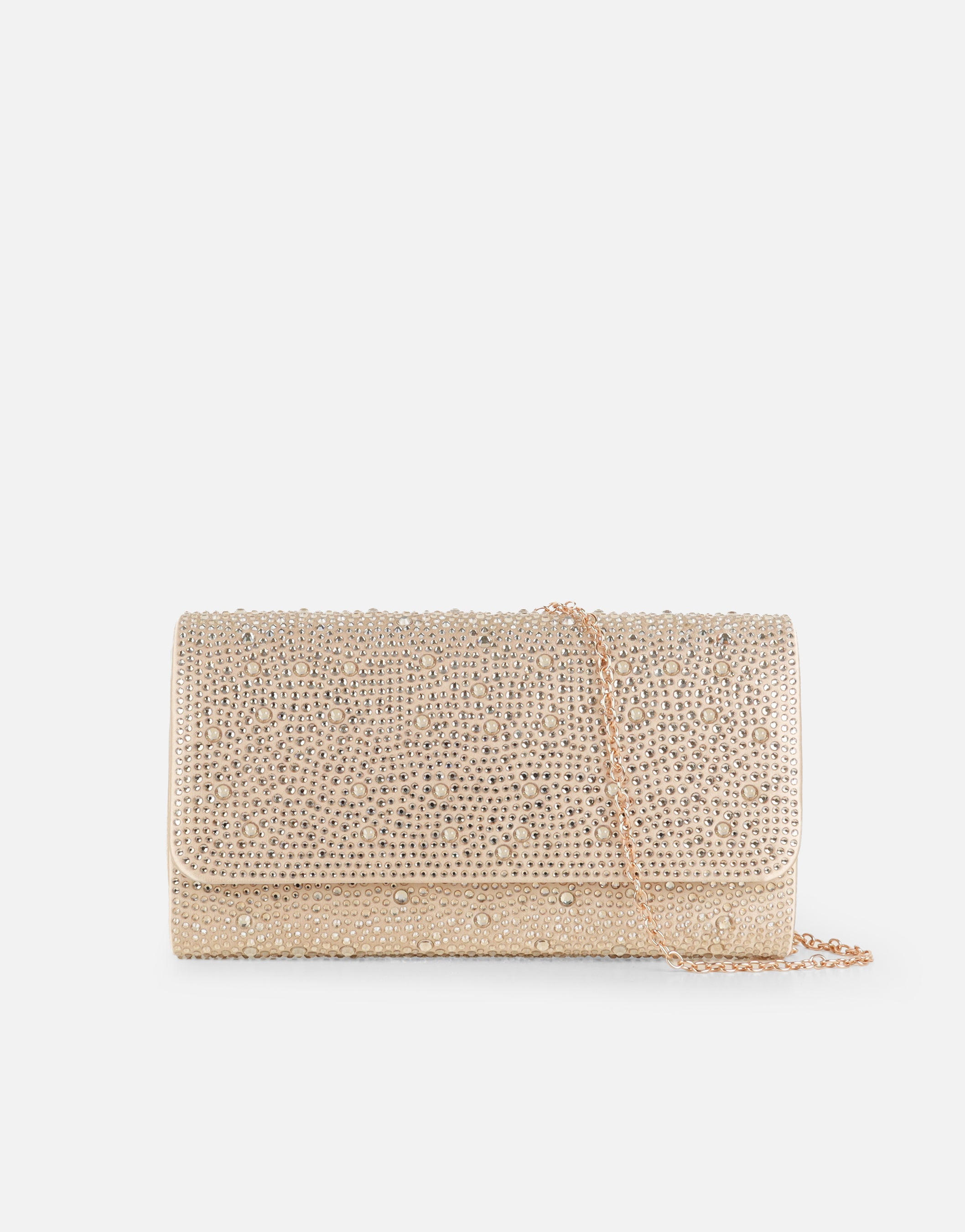 Marlow Crystal Studded Gold Clutch Bag | SIMMI London