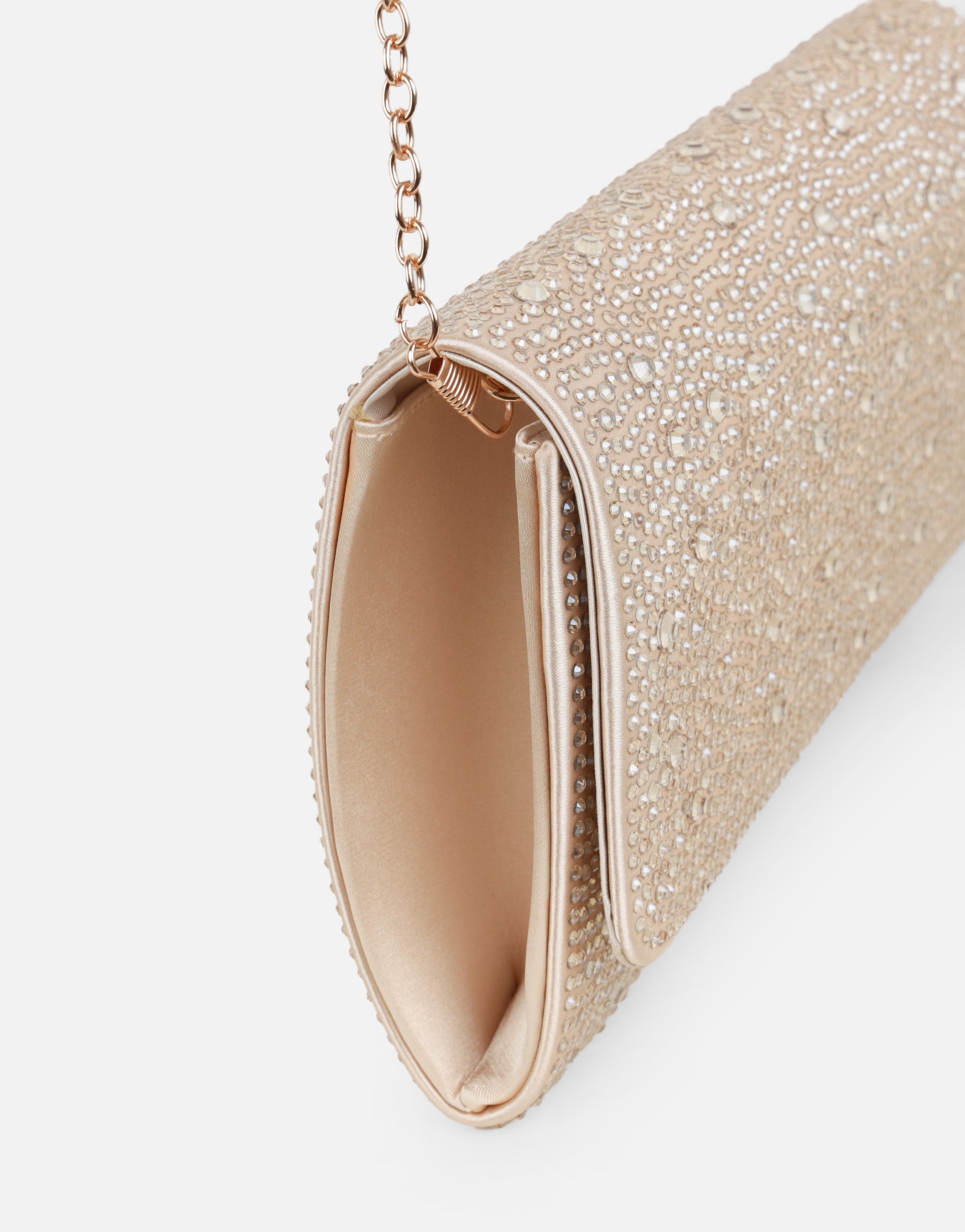 Marlow Crystal Studded Gold Clutch Bag | SIMMI London
