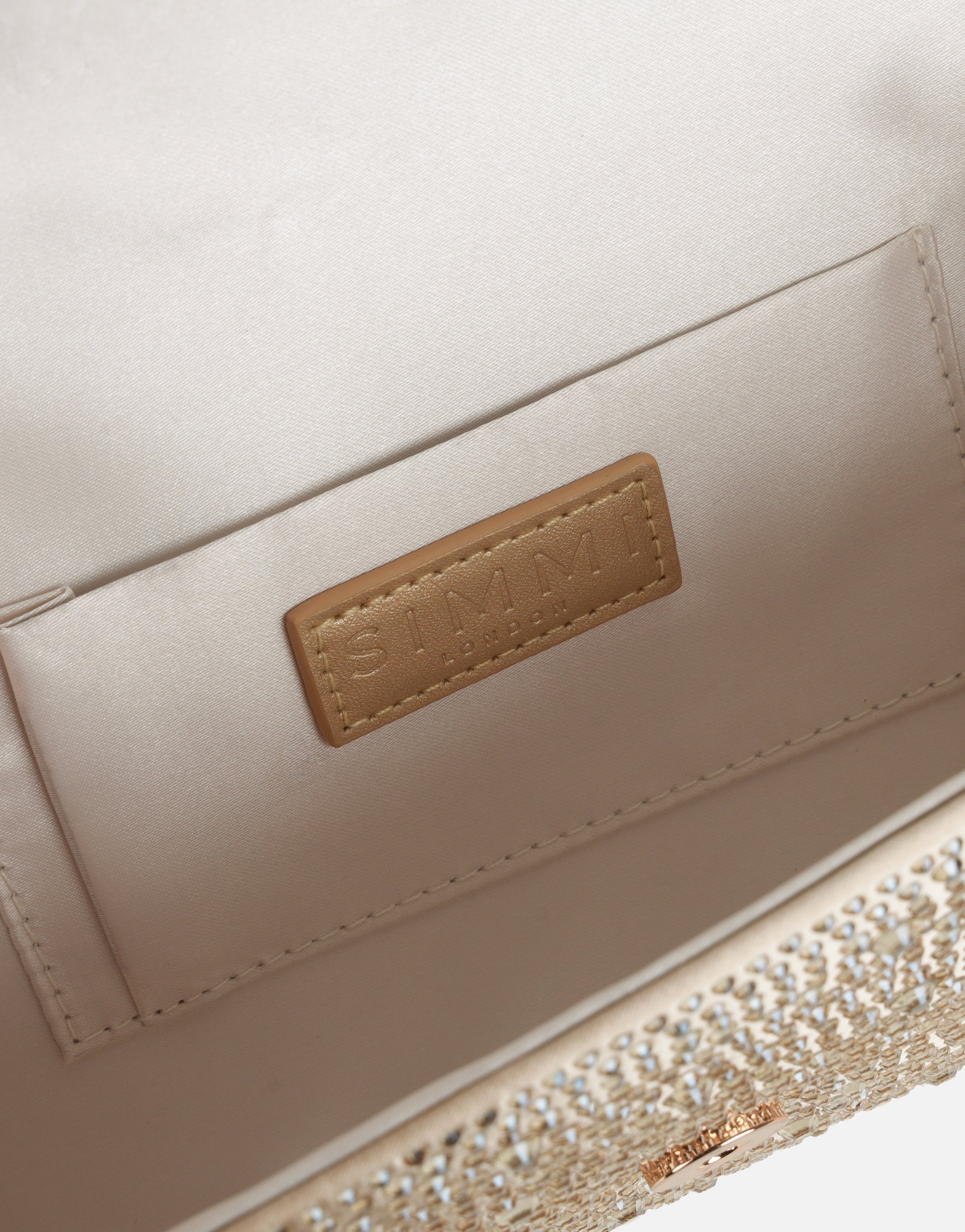 Marlow Crystal Studded Gold Clutch Bag | SIMMI London