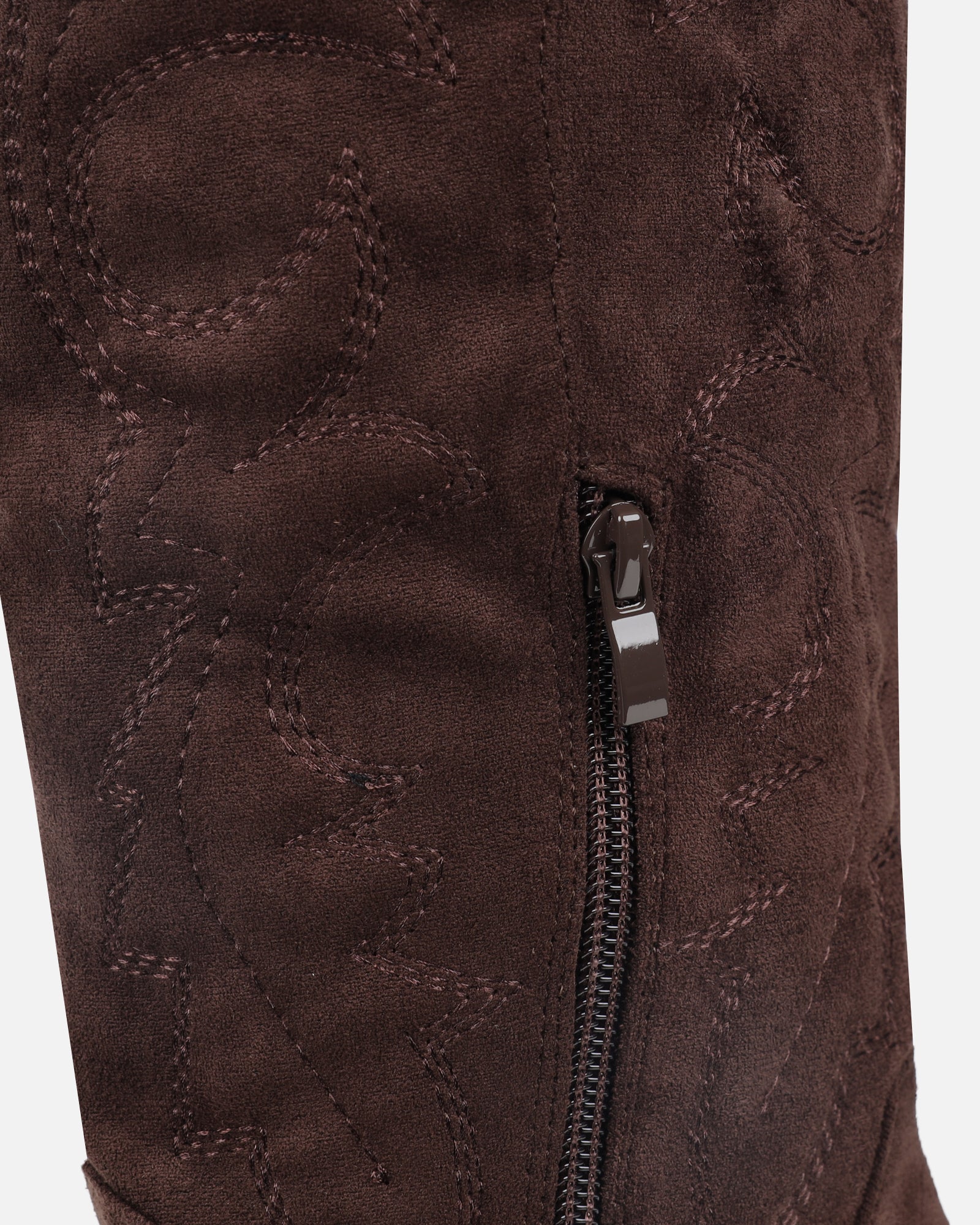 Marsha Brown Suede Embroidered Western Calf Boot | SIMMI London