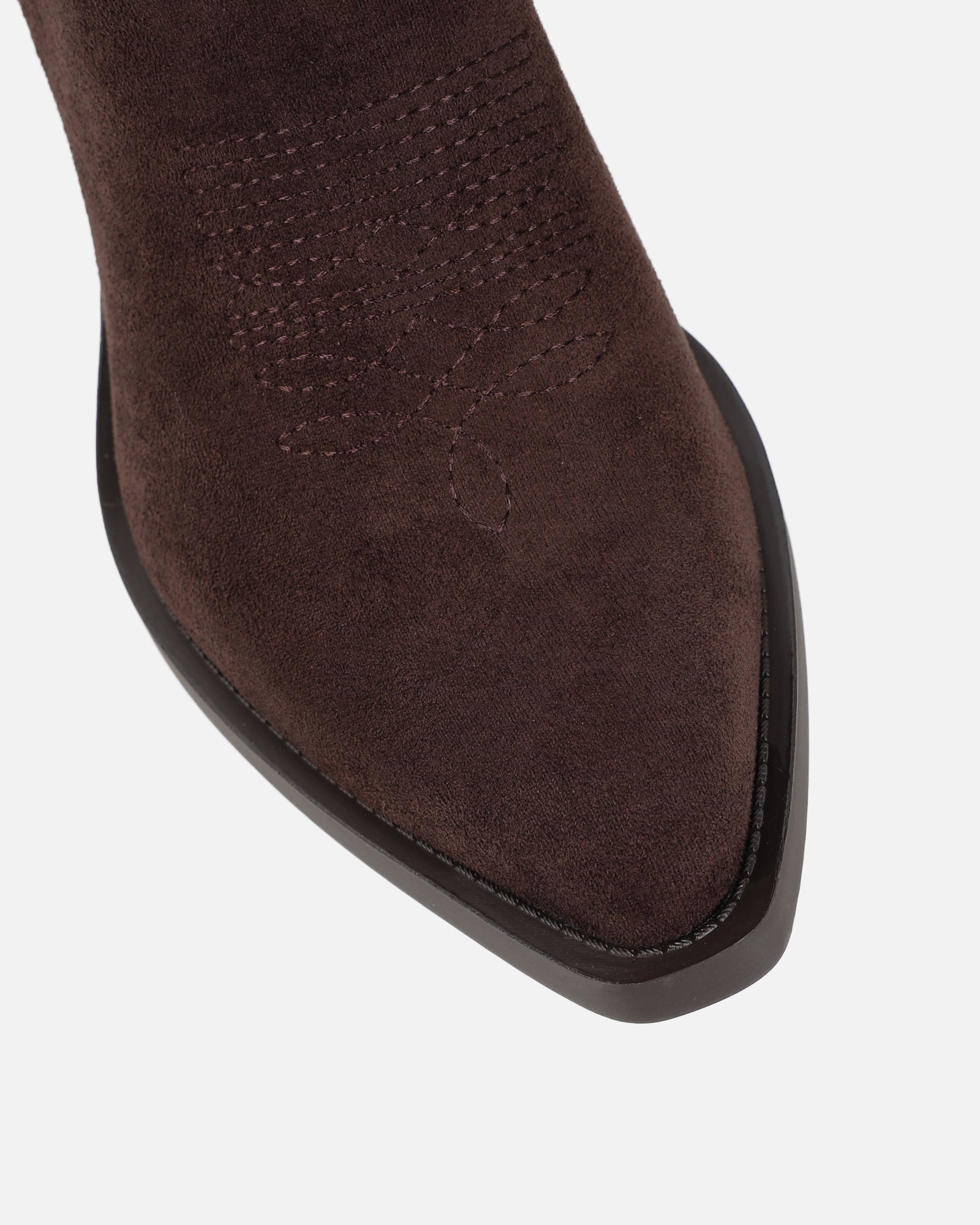 Marsha Brown Suede Embroidered Western Calf Boot | SIMMI London