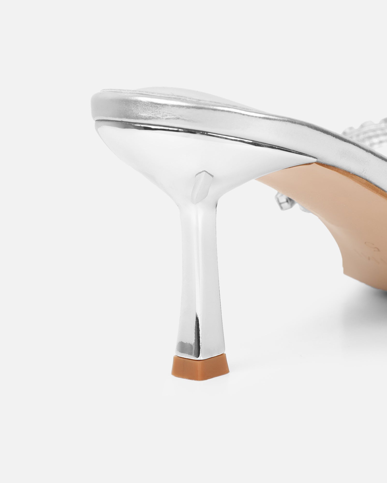 Sheen Silver Metallic Diamante Toe Thong Heeled Sandals | SIMMI London