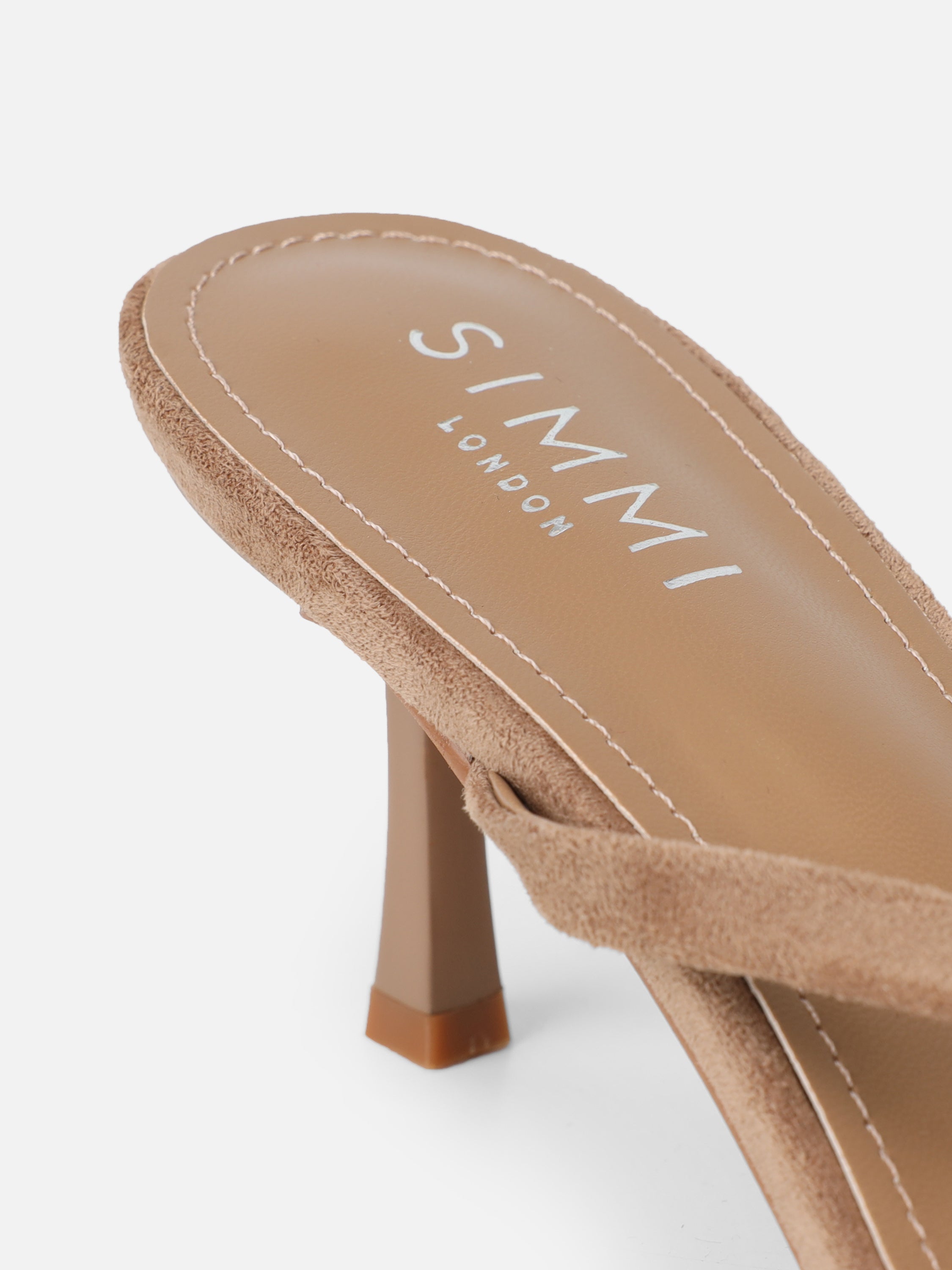 Jesse Dark Beige Suede Knot Detail Heeled Sandals | SIMMI London