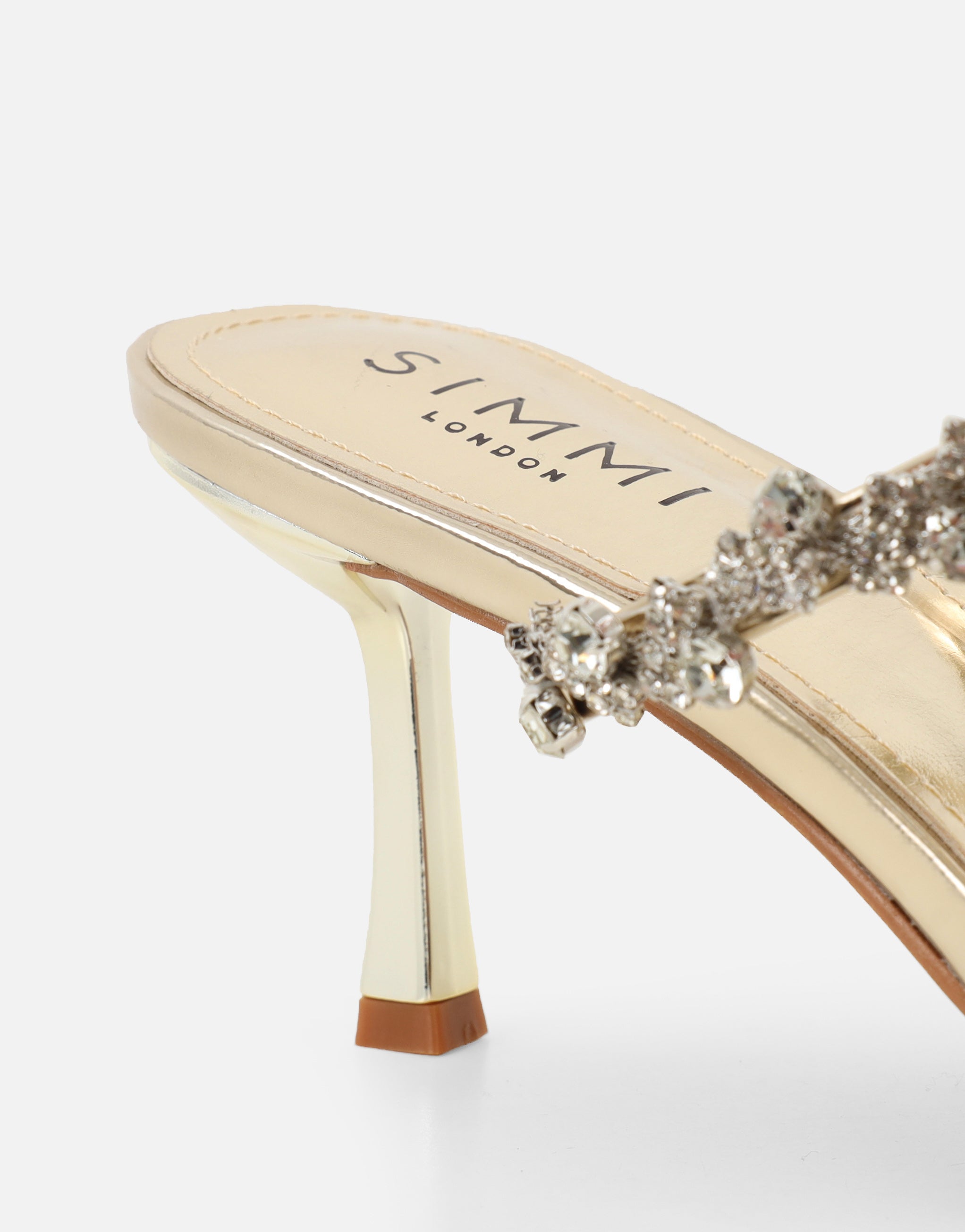 Maude Gold Mirror Diamante Mules | SIMMI London