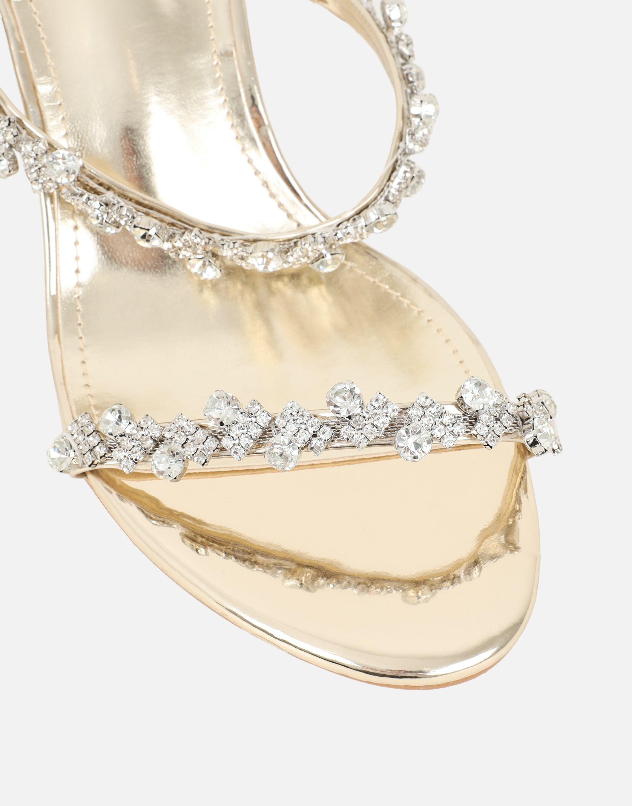 Maude Gold Mirror Diamante Mules | SIMMI London
