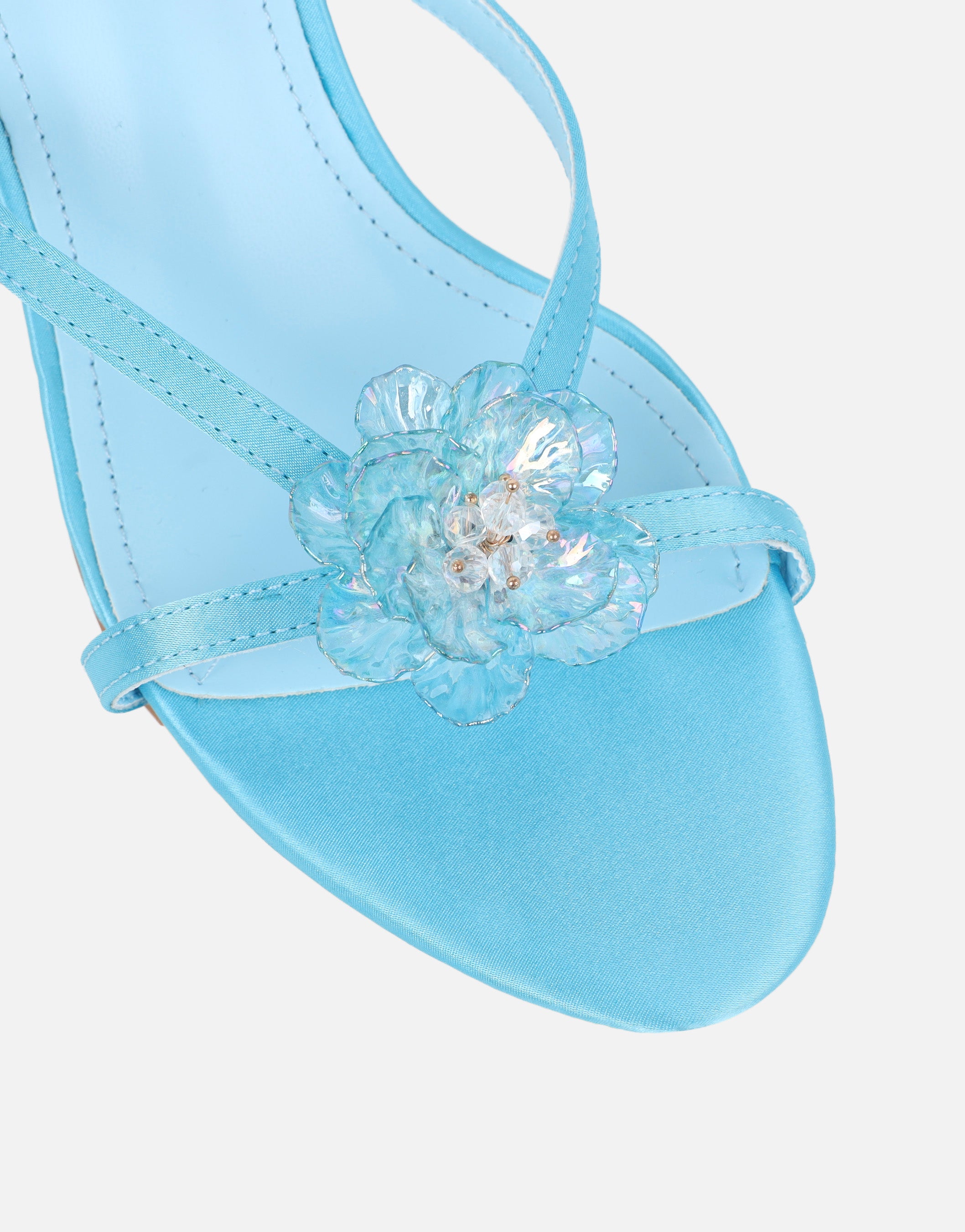 Elowen Blue Flower Embellished Mules | SIMMI London
