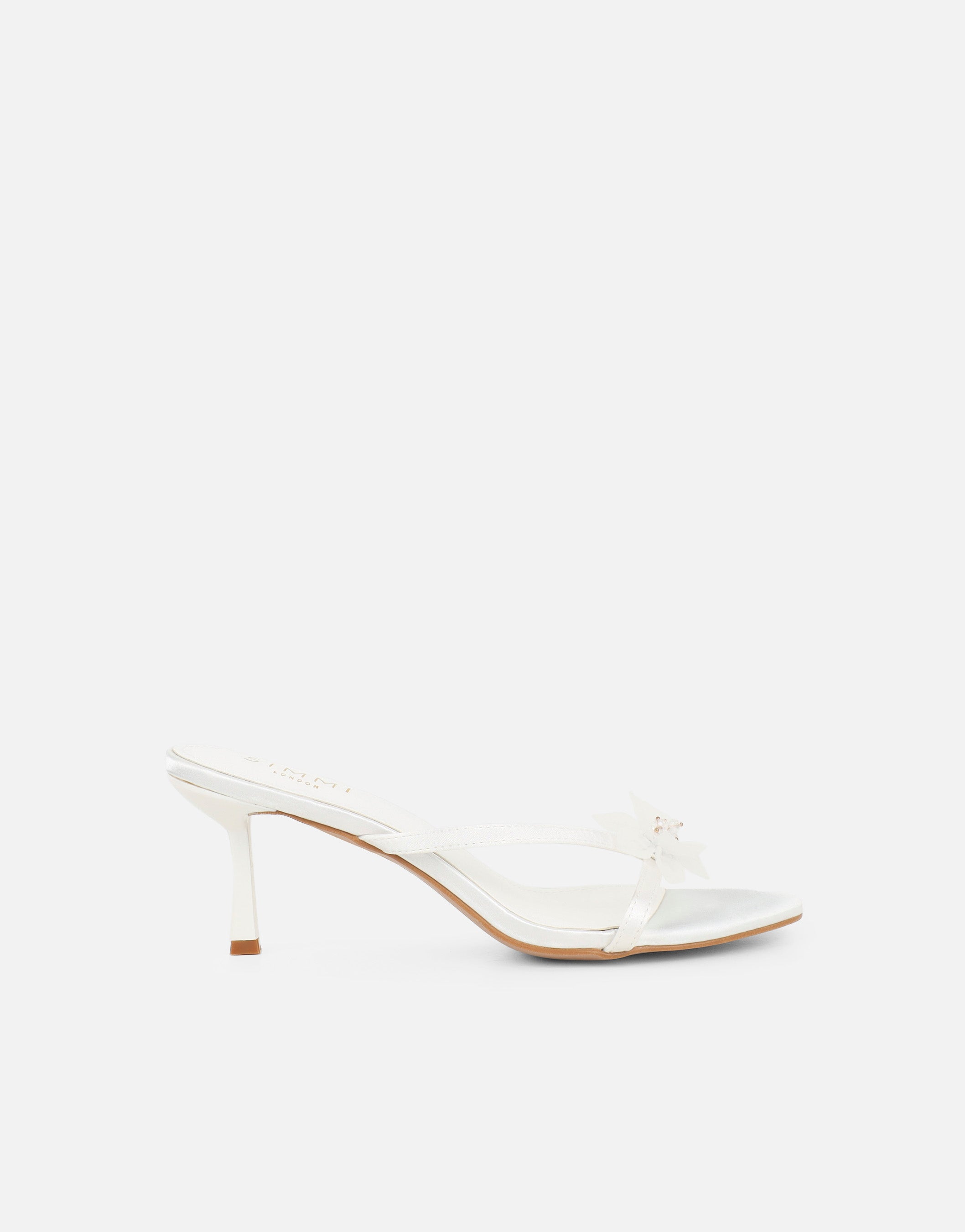 Elowen White Flower Embellished Mules | SIMMI London