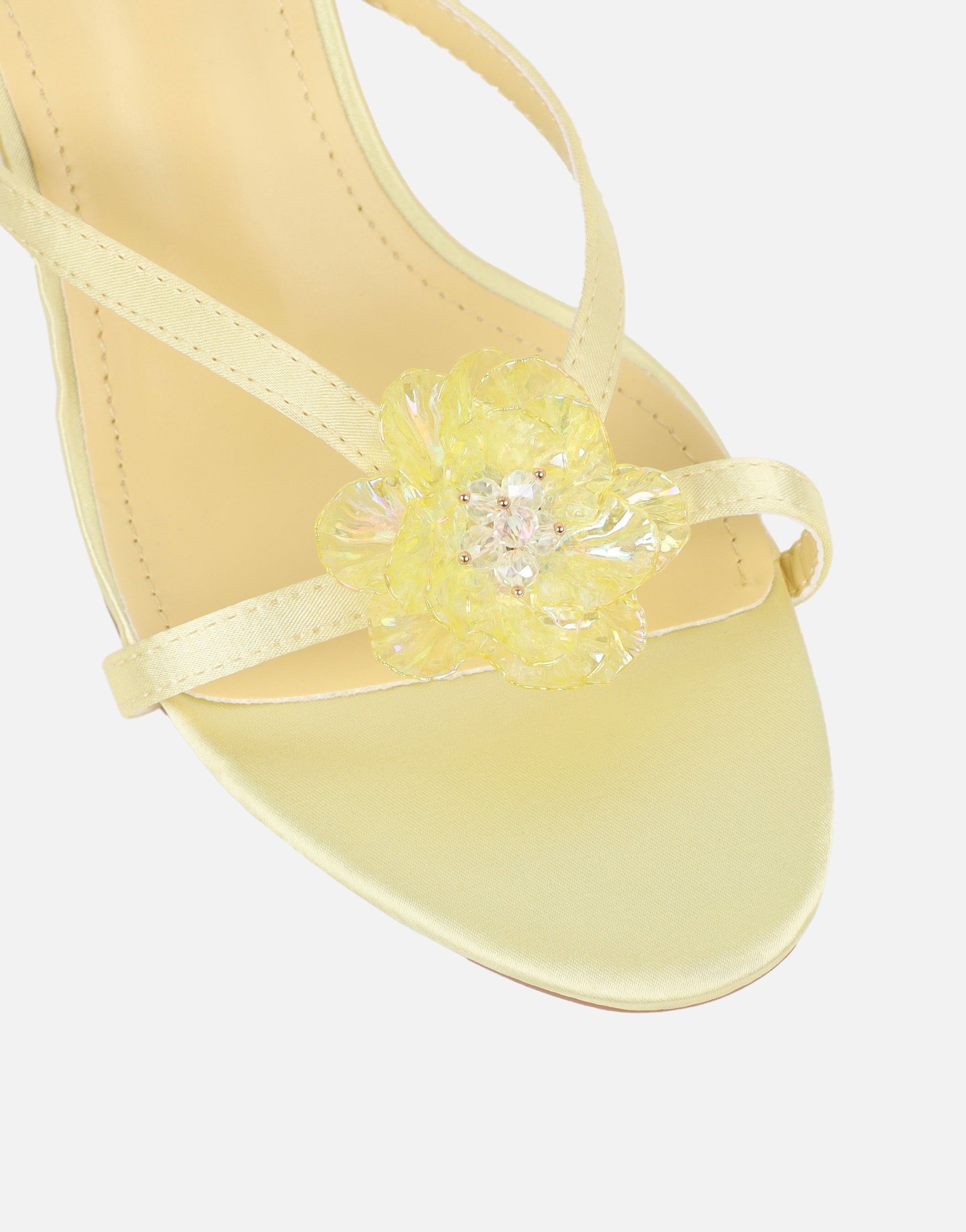 Elowen Yellow Flower Embellished Mules| SIMMI London