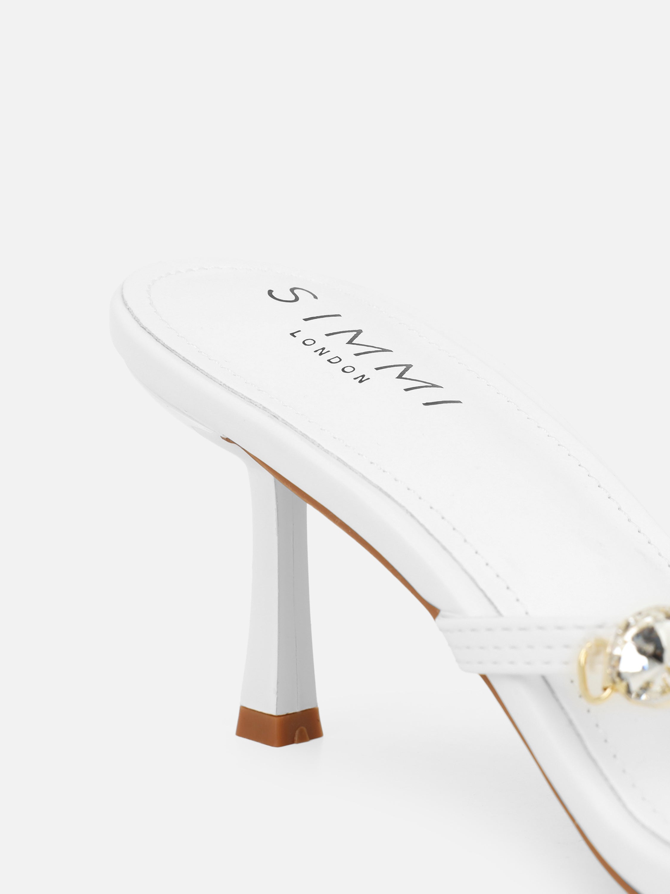 Silla White Shell Detail Toe Thong Heeled Sandals | SIMMI London