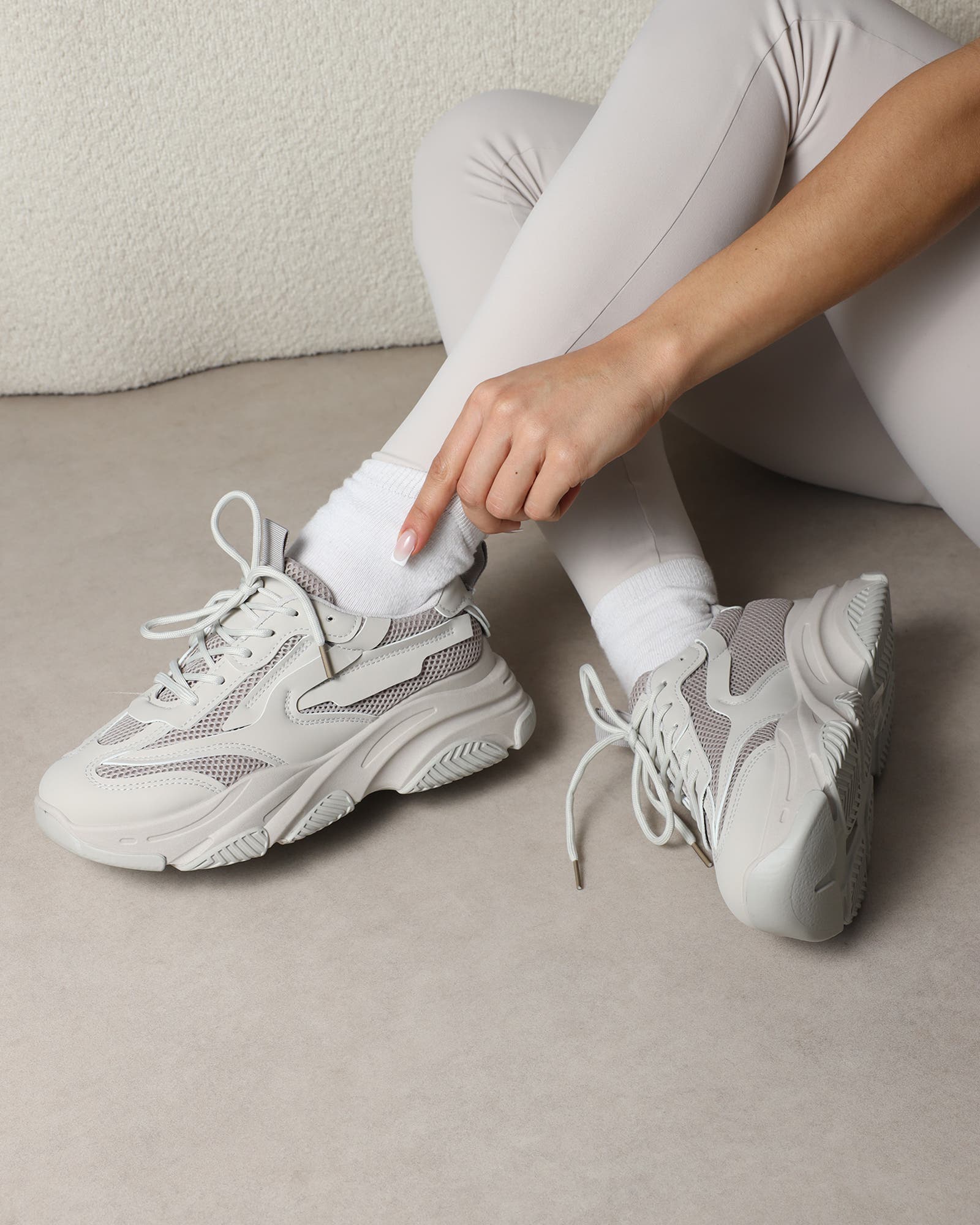 Marvie Beige Chunky Trainers Simmi London