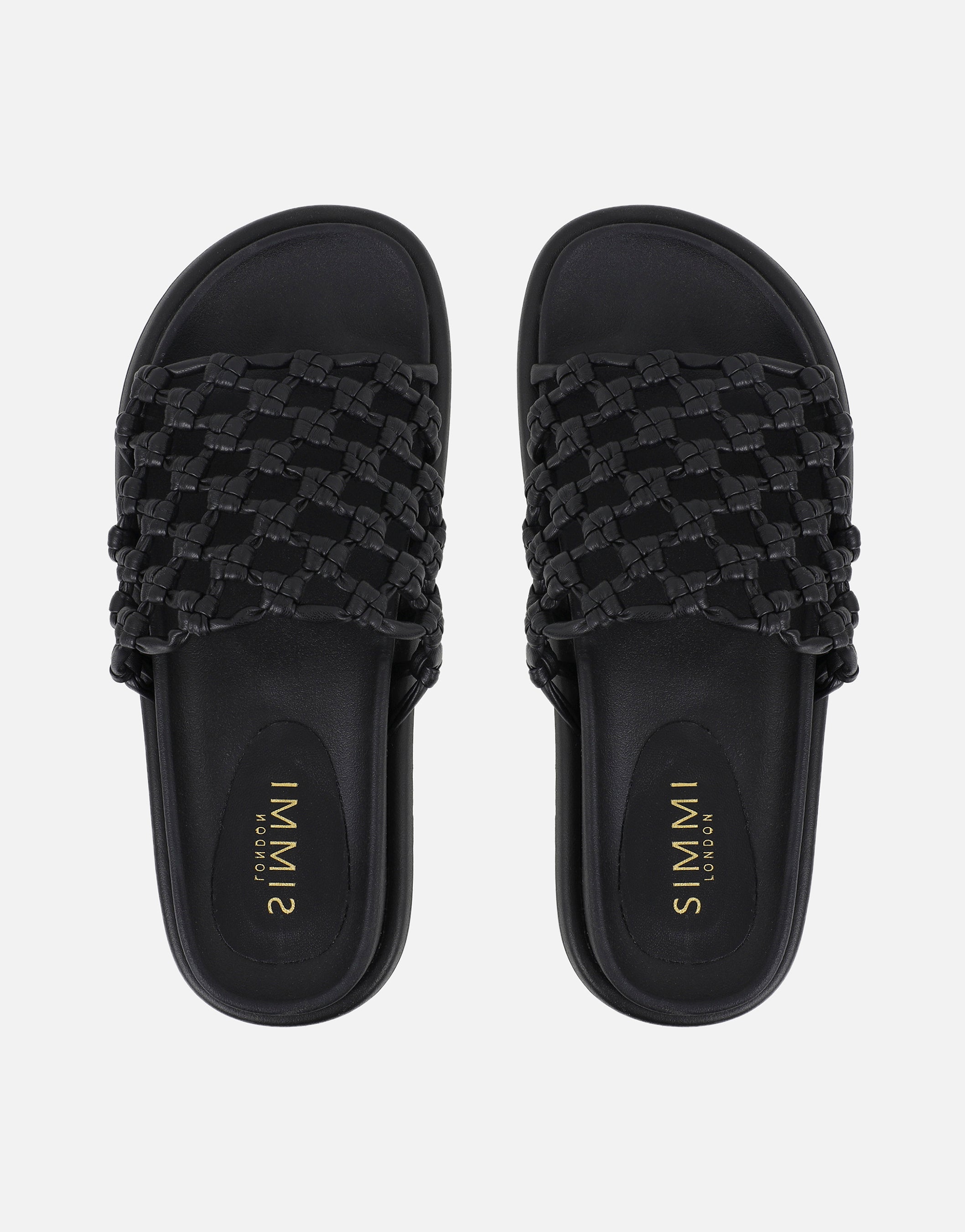 Vanya Black Woven Mesh Chunky Flats | SIMMI London