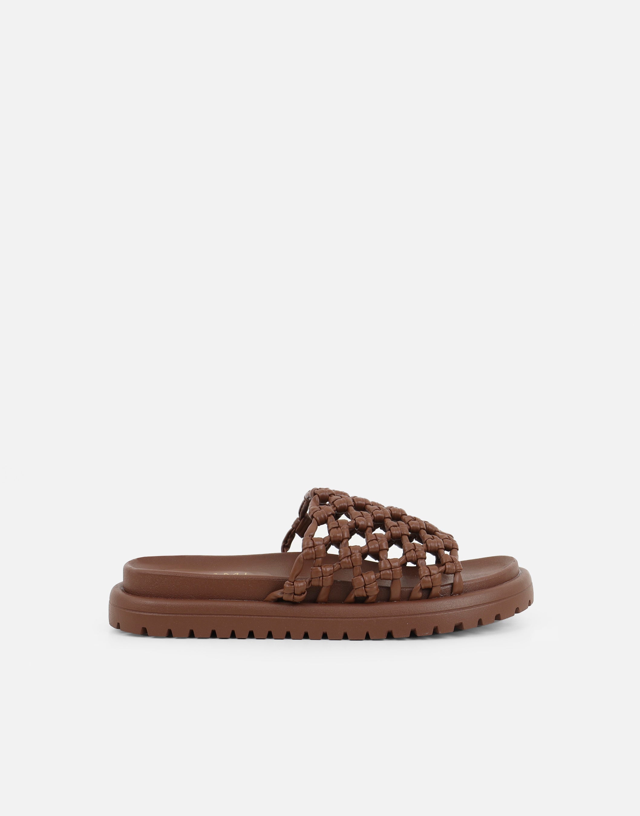 Vanya Brown Woven Mesh Chunky Flats | SIMMI London