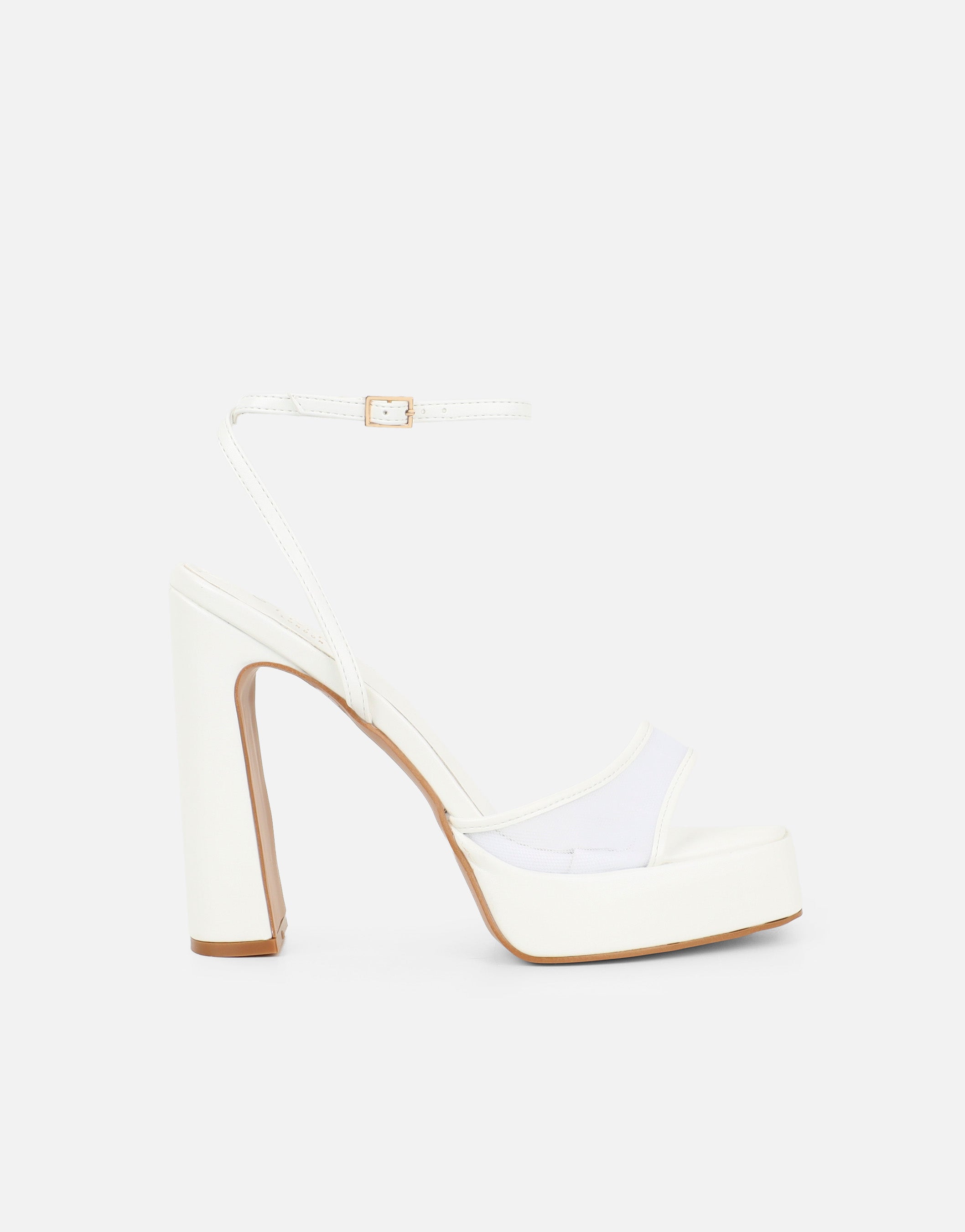 Maple White Mesh Platform Heeled Sandals | SIMMI London