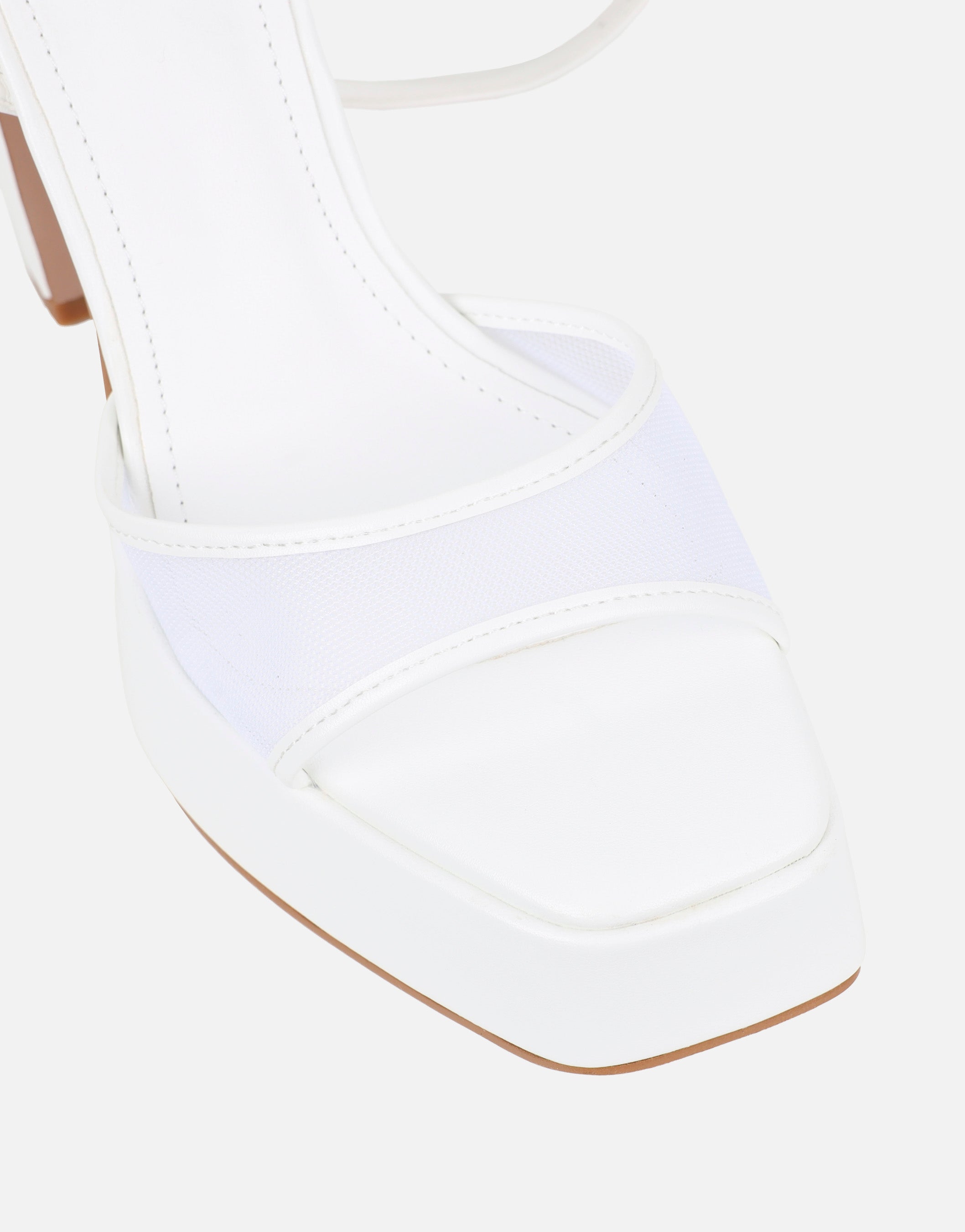 Maple White Mesh Platform Heeled Sandals | SIMMI London