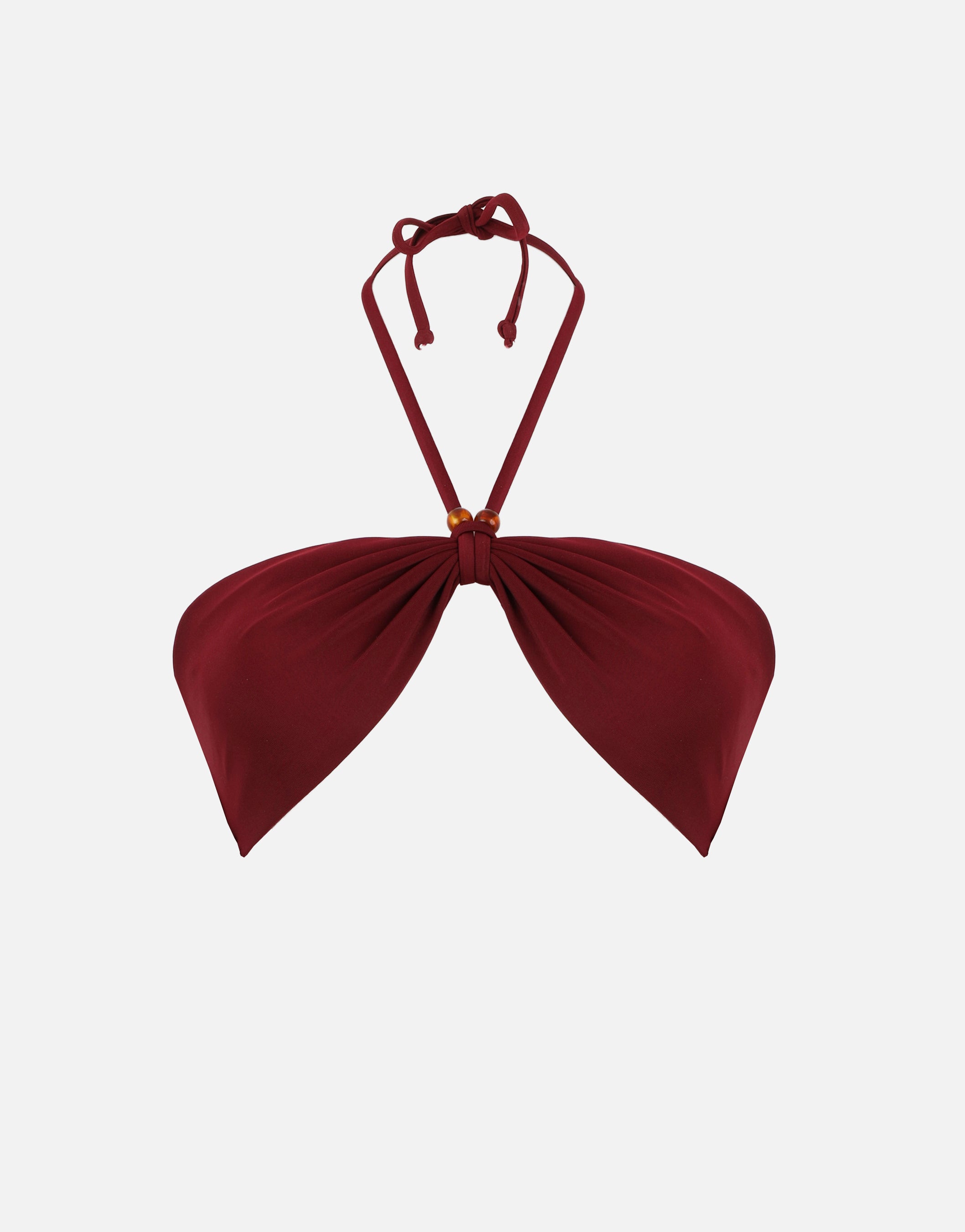 Monte Halter Bikini Top with bead detail in burgundy | SIMMI London