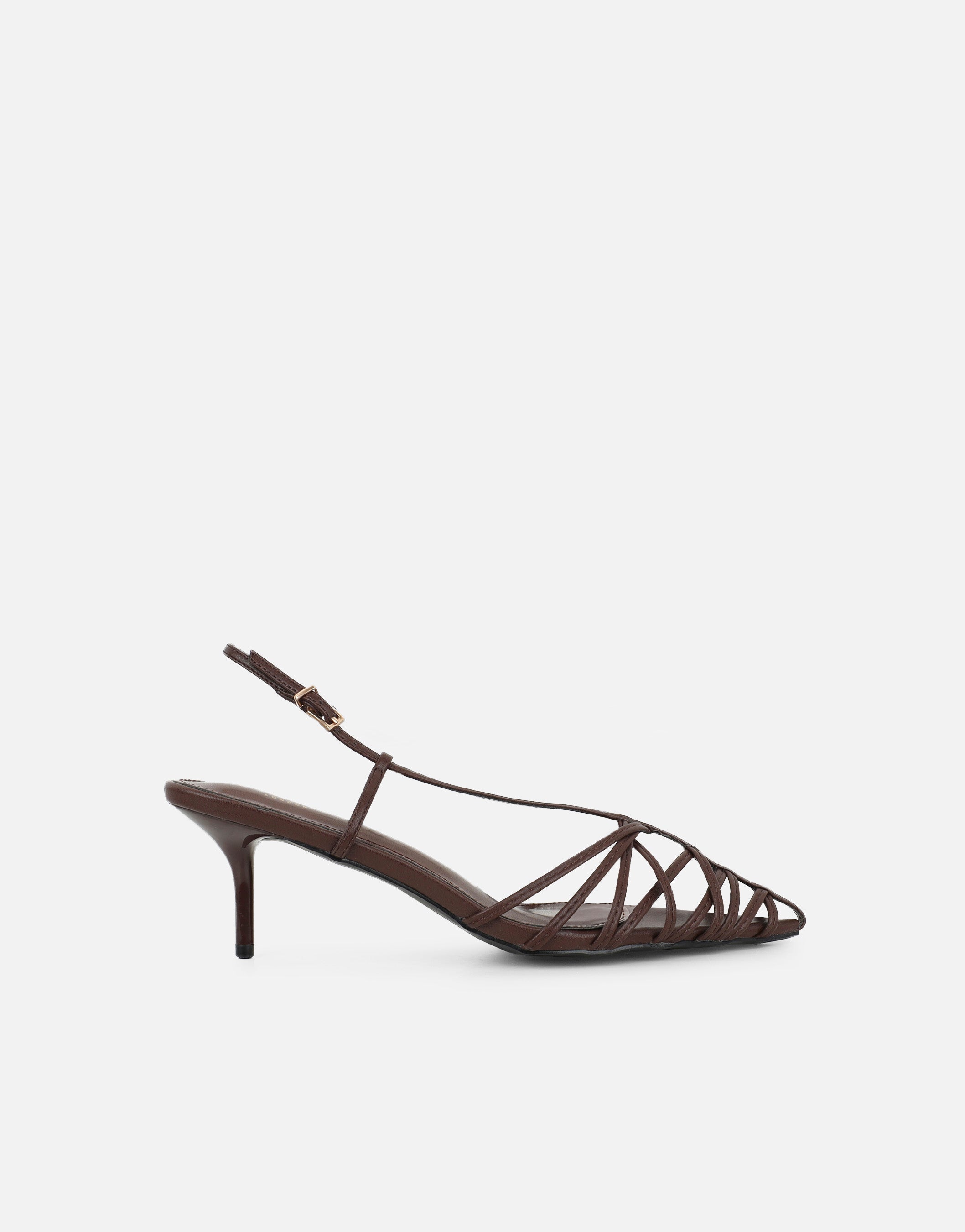 Nadia Brown Strappy Caged Sandals | SIMMI London