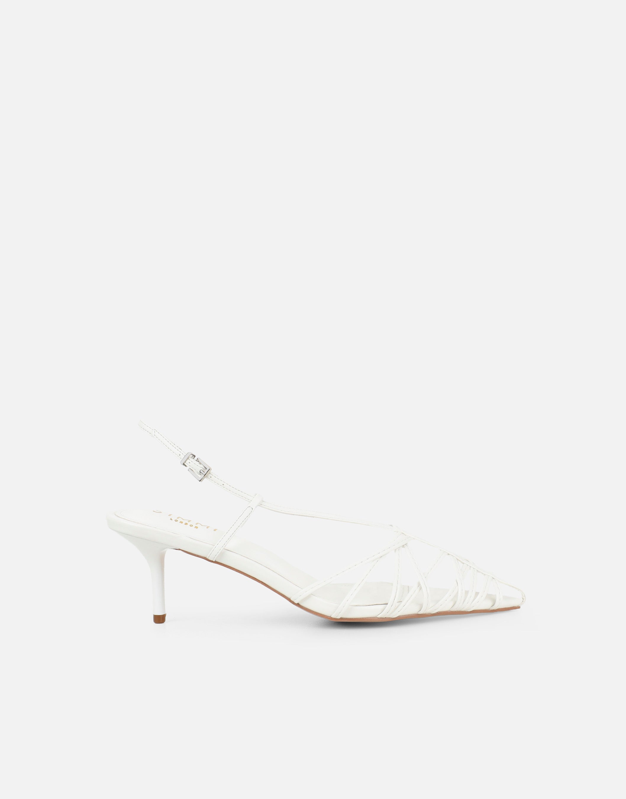 Nadia White Strappy Caged Sandals | SIMMI London