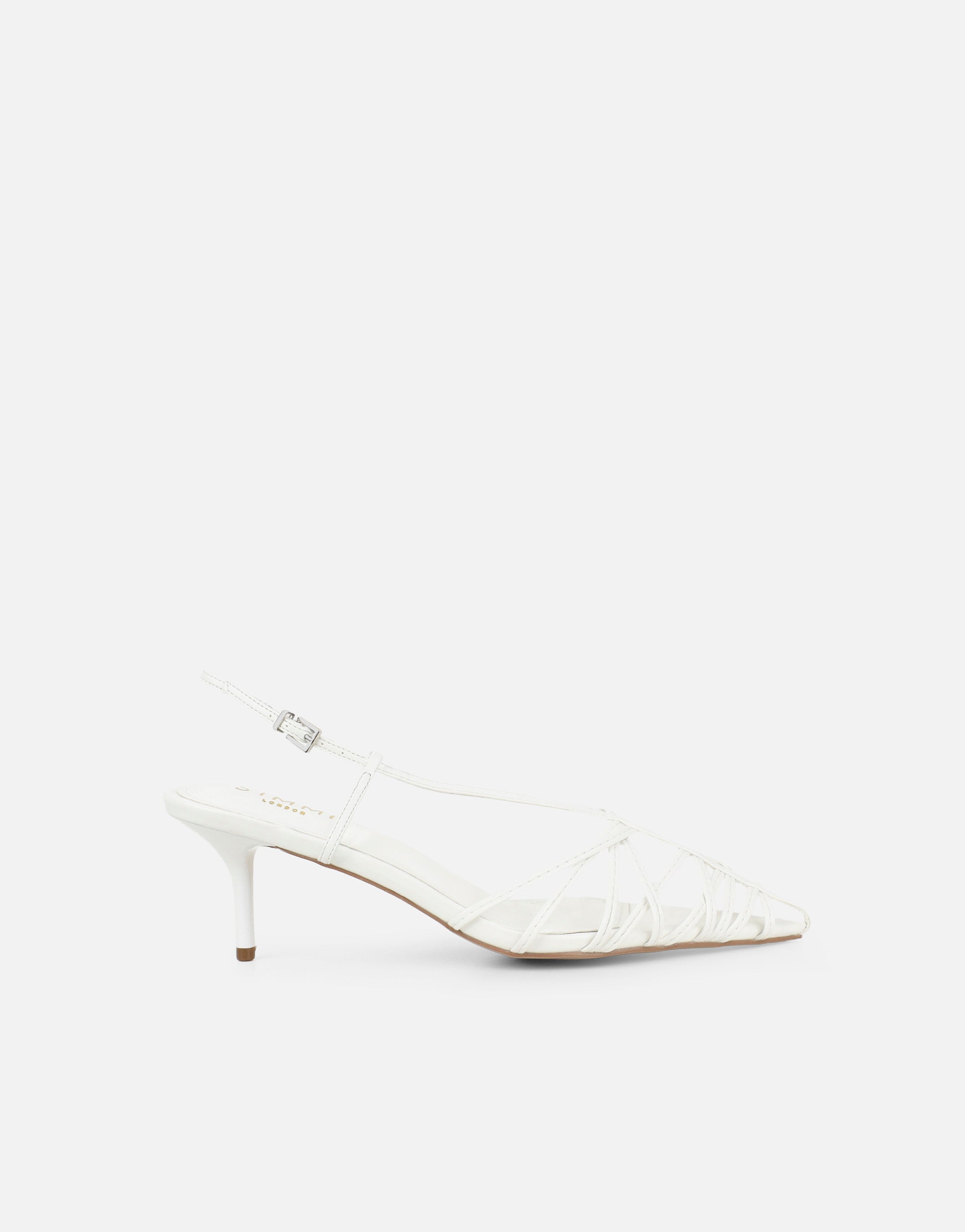 Nadia White Strappy Caged Sandals | SIMMI London
