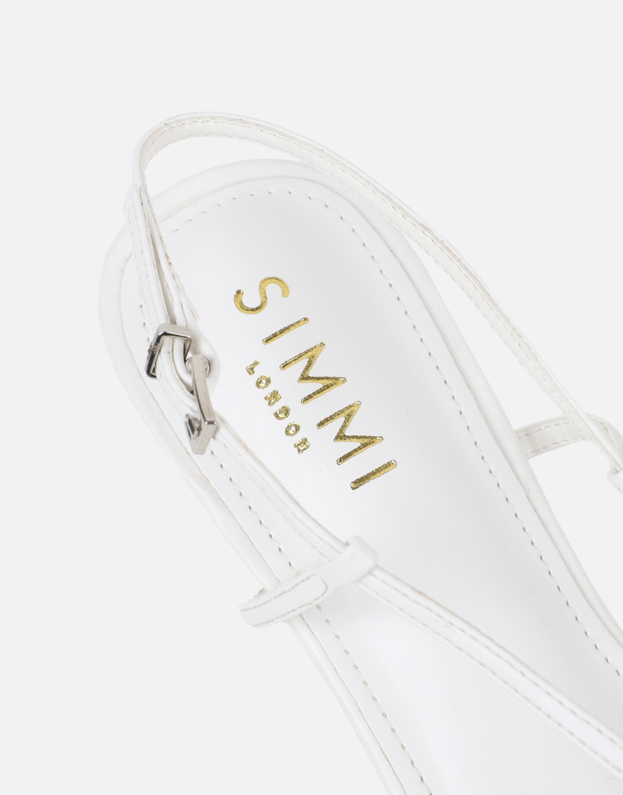 Nadia White Strappy Caged Sandals | SIMMI London