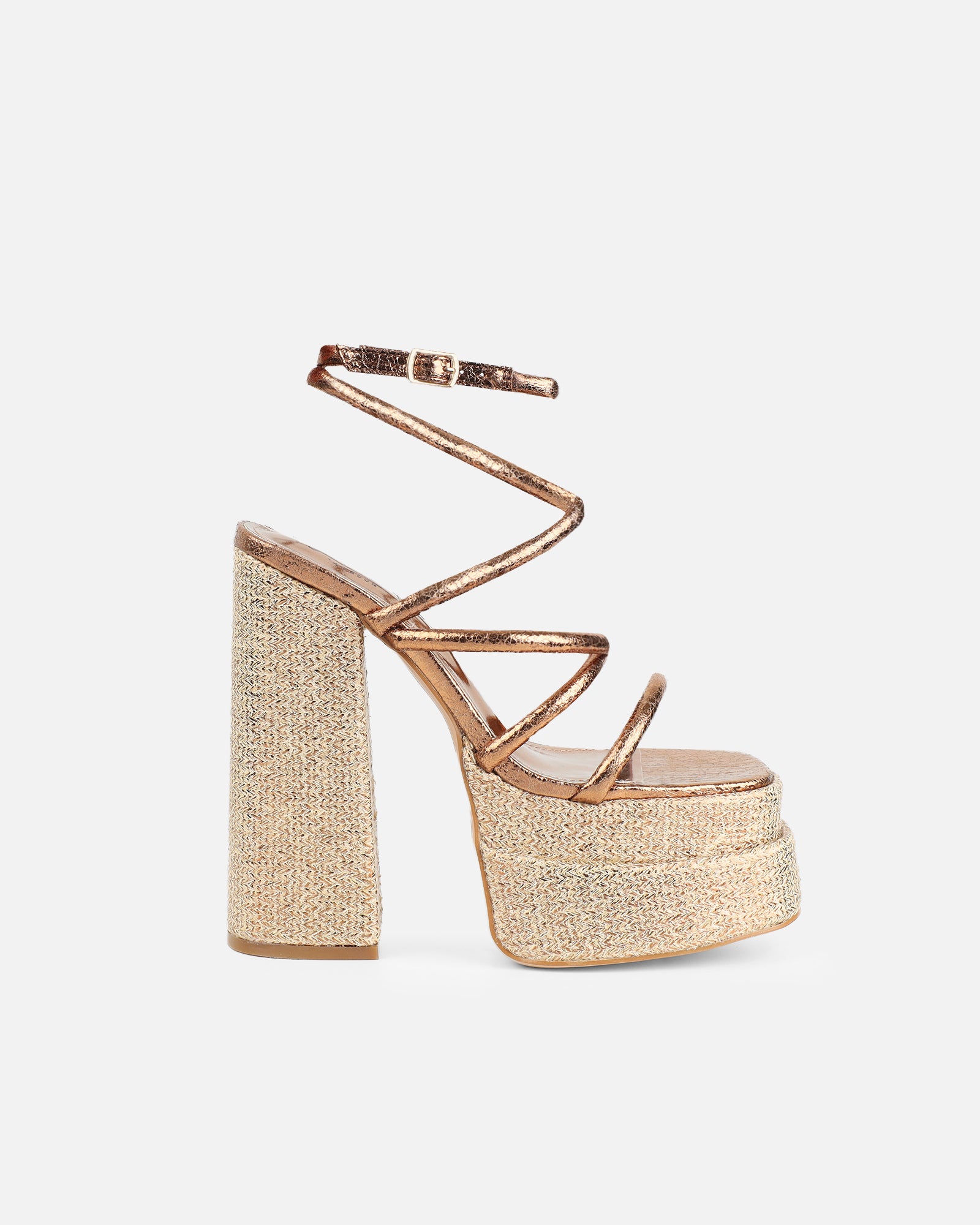 Troppaz Bronze Metallic Platform Heeled Sandals | SIMMI London