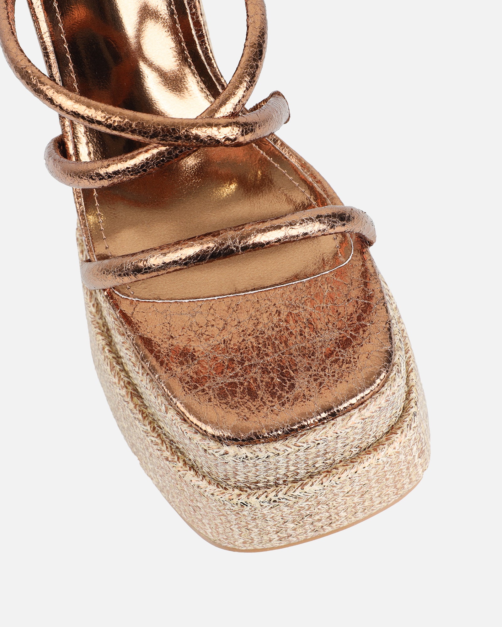 Troppaz Bronze Metallic Platform Heeled Sandals | SIMMI London