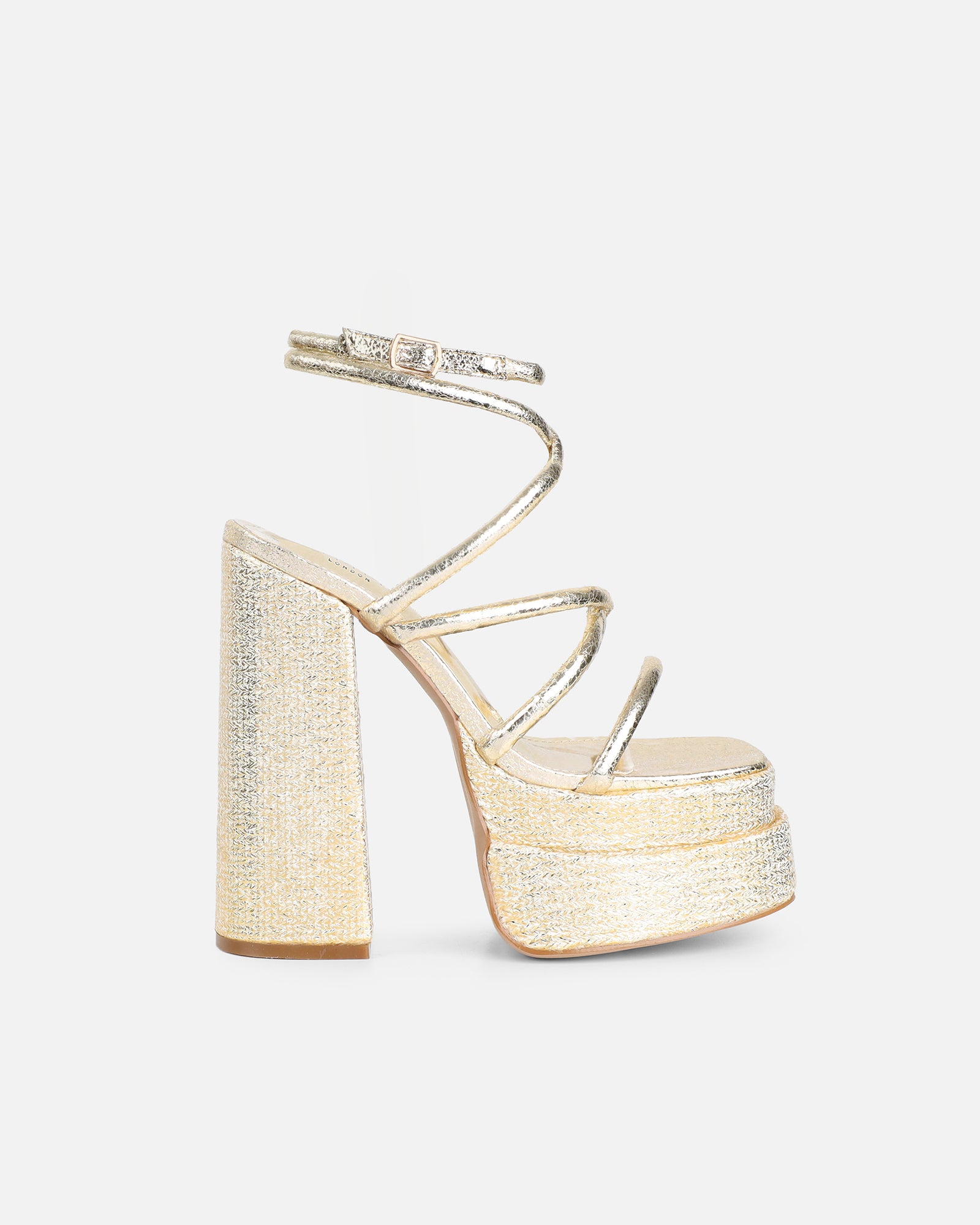 Troppaz Gold Metallic Platform Heeled Sandals | SIMMI London