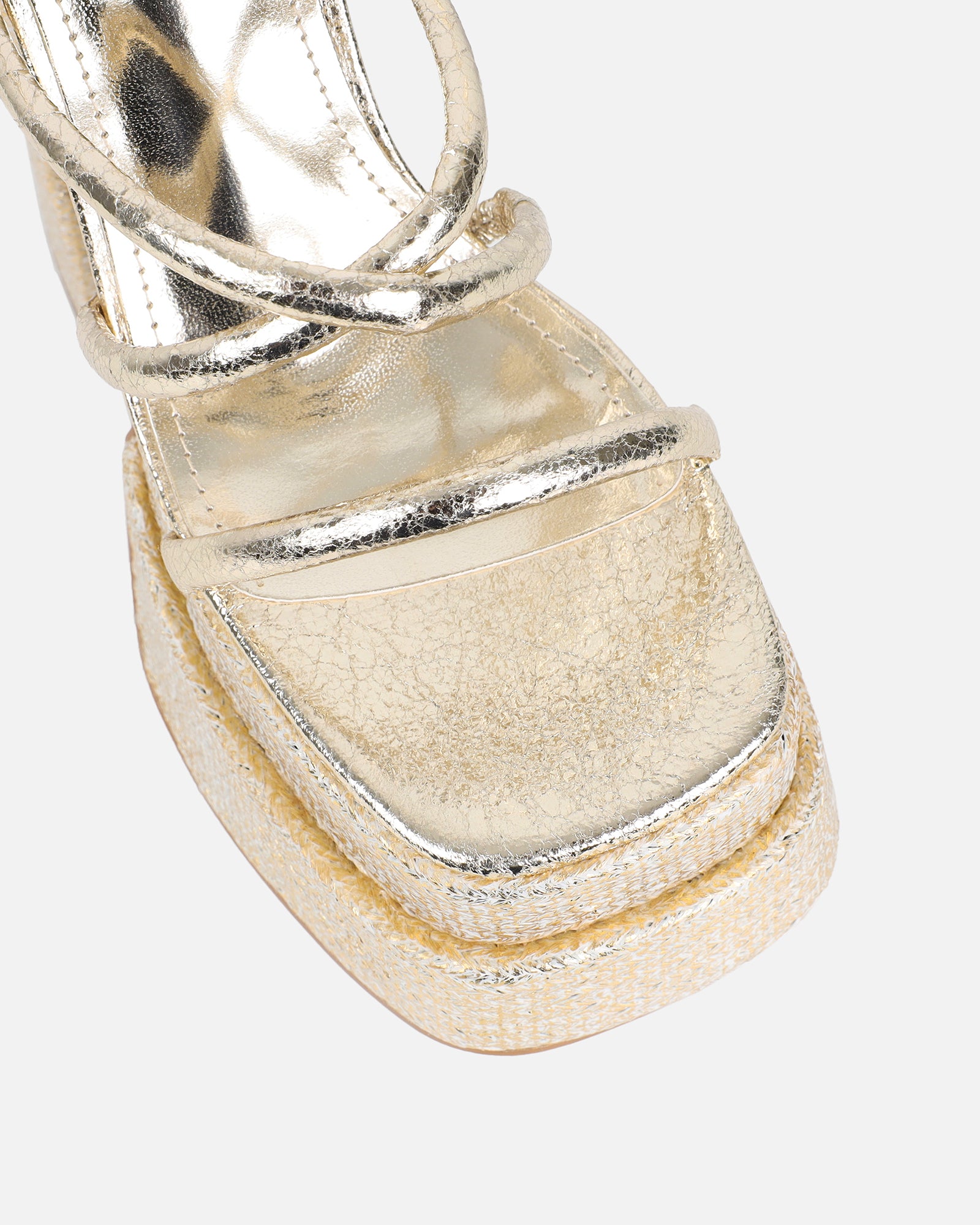 Troppaz Gold Metallic Platform Heeled Sandals | SIMMI London