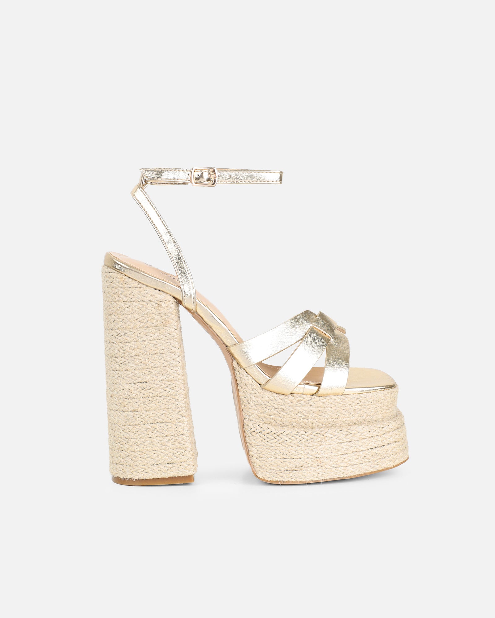 Papzi Gold Metallic Platform Heeled Sandals | SIMMI London