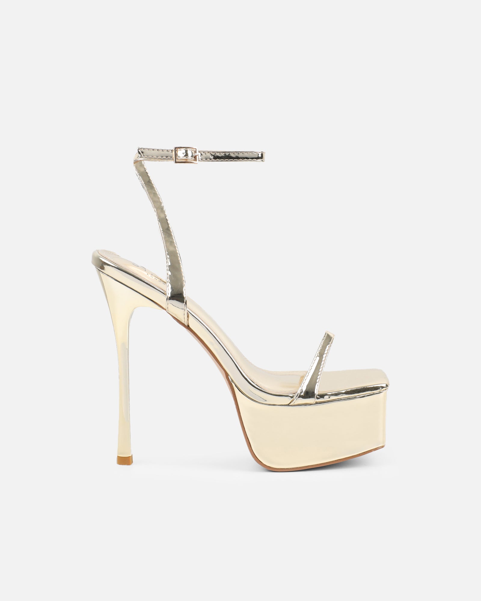 Nalai Gold Mirror Platform Heeled Sandals | SIMMI London