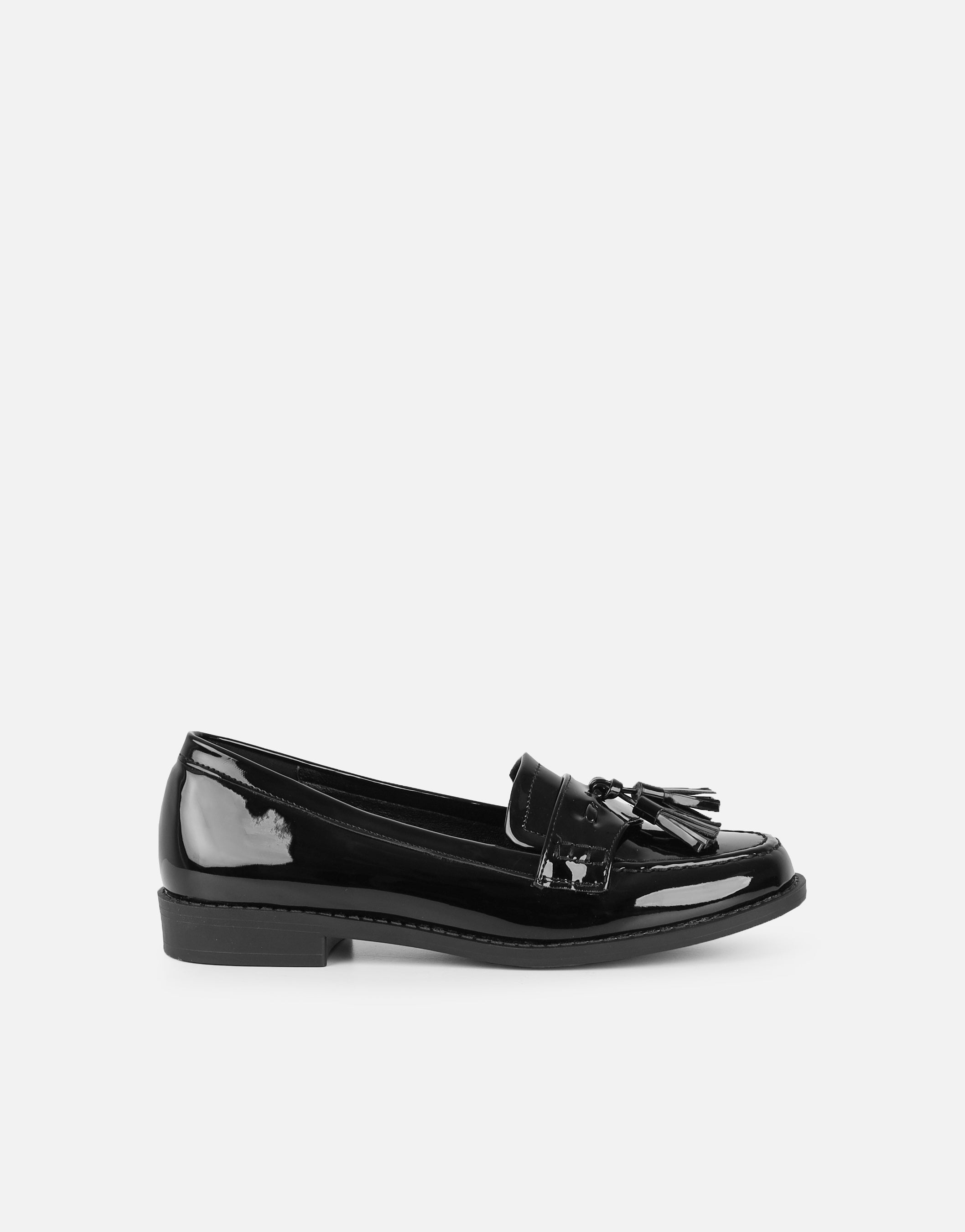 Nerri Black Patent Tassel Loafers | SIMMI London