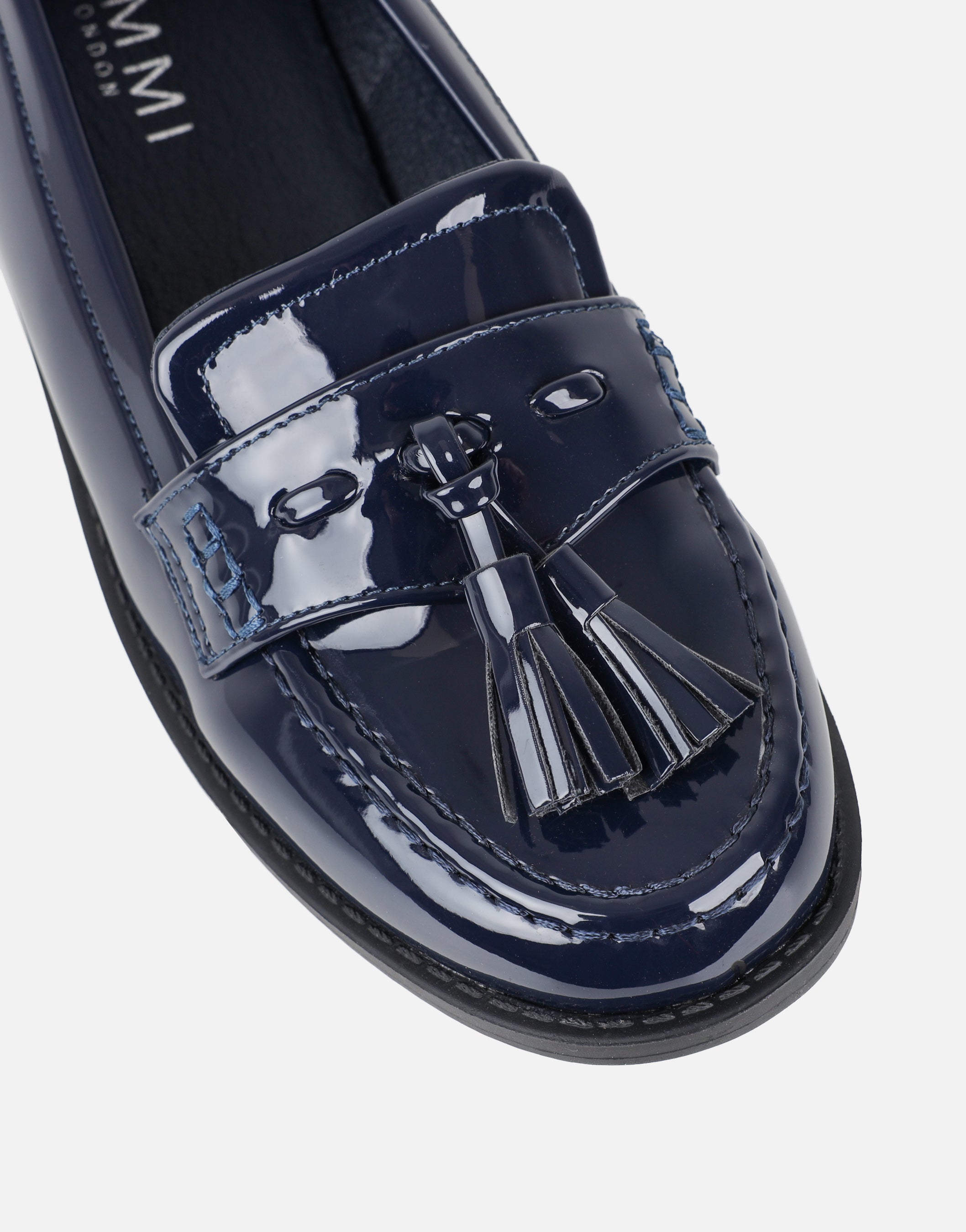 Nerri Navy Patent Tassel Loafers | SIMMI London