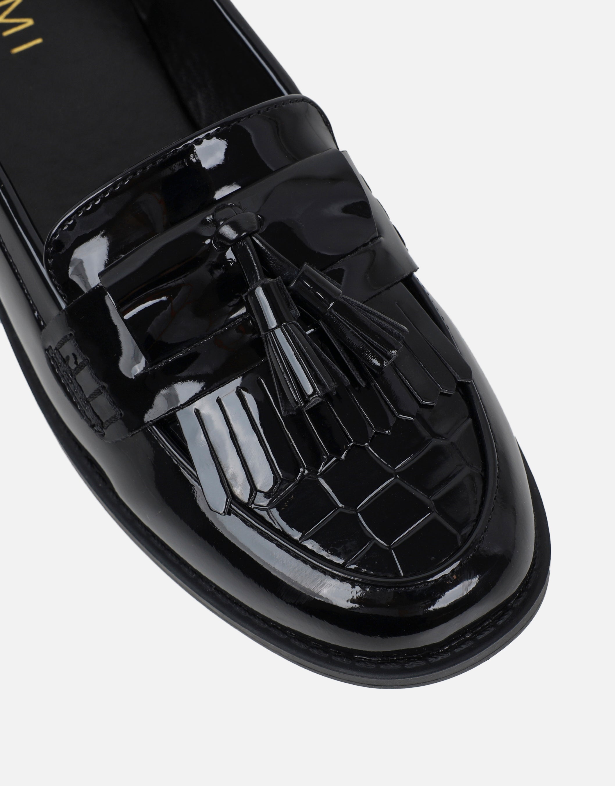 Arissa Black Patent Tassel Loafers | SIMMI London