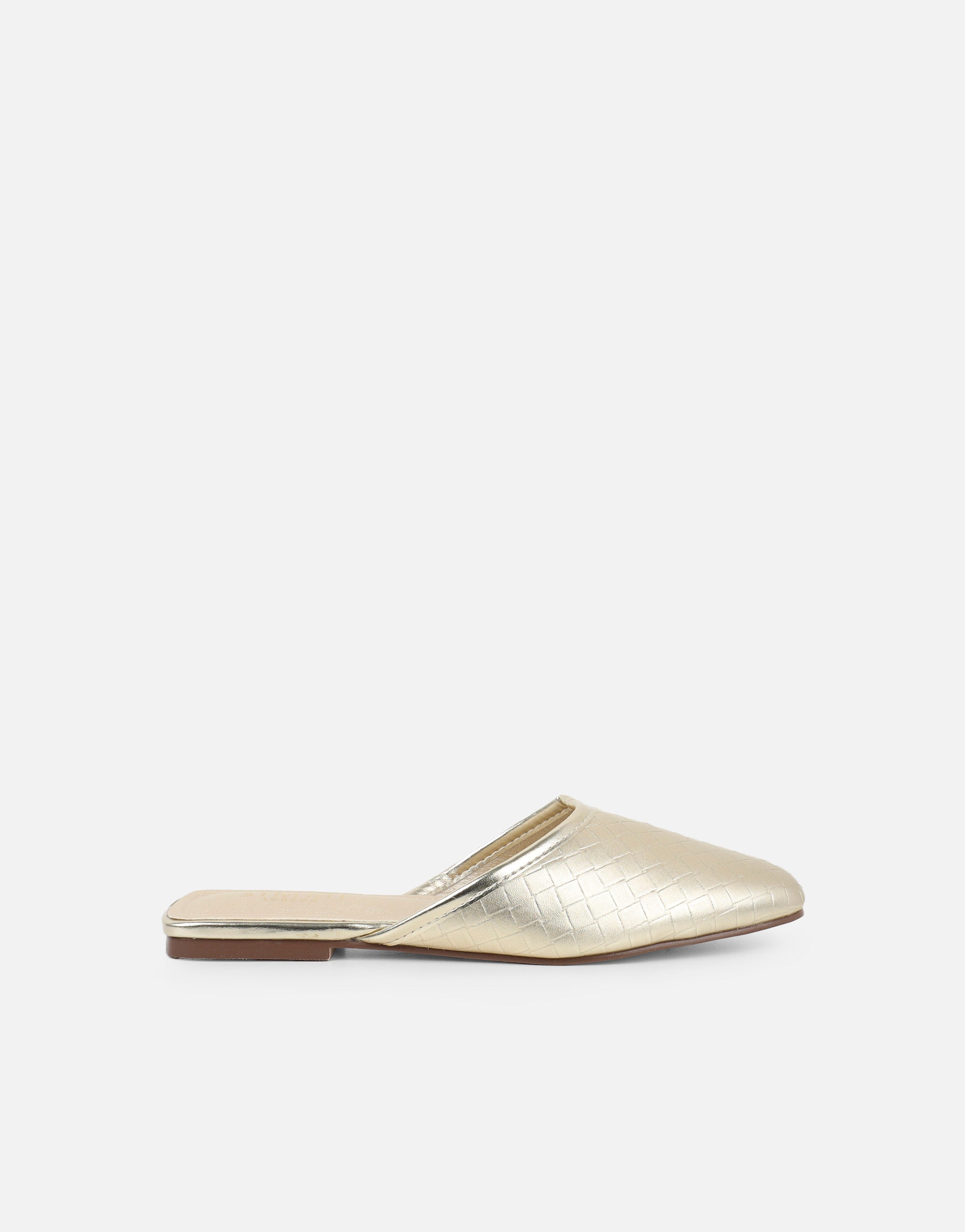 Nichola Gold Embossed Woven Slip On Flats | SIMMI London