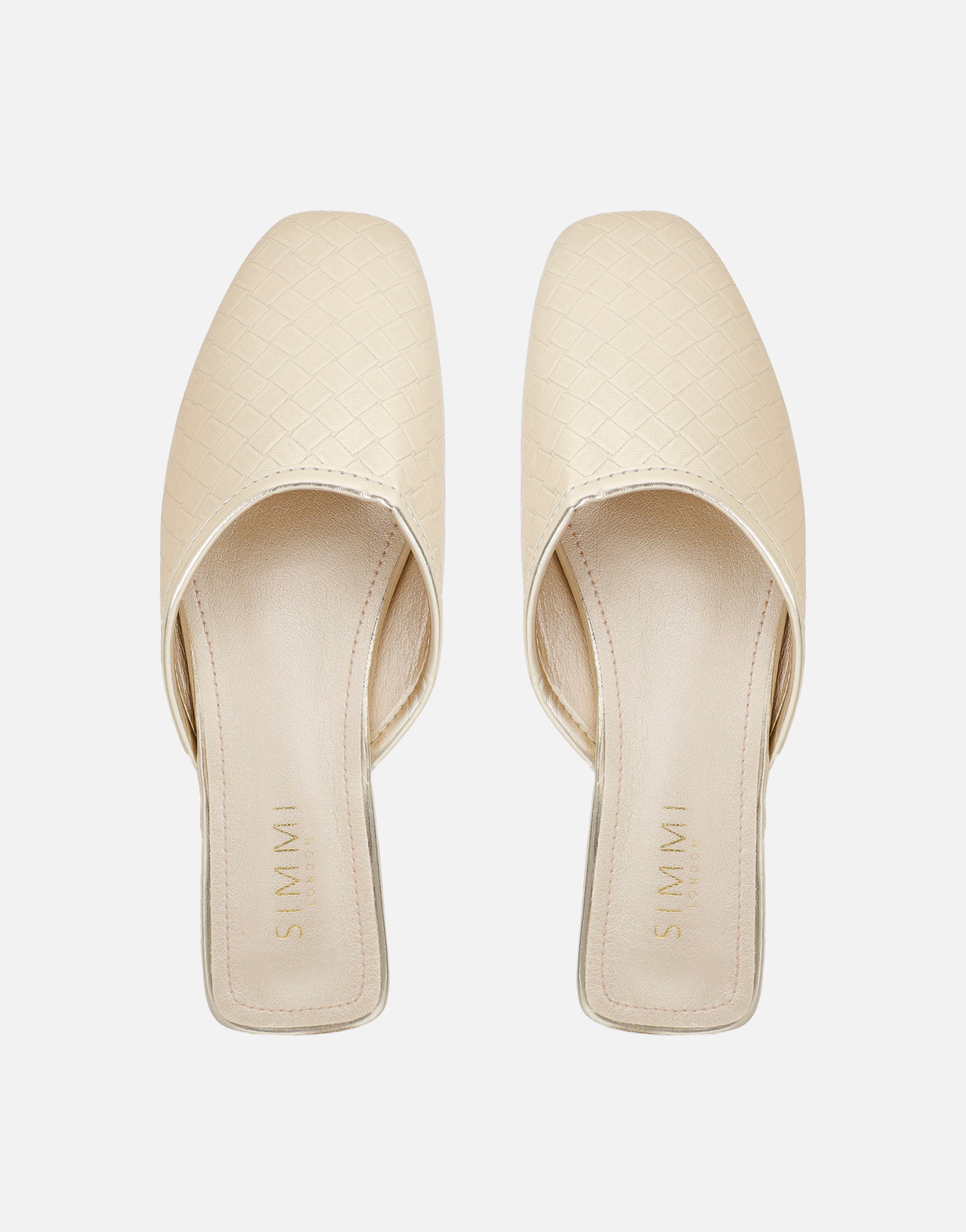 Nichola Gold Embossed Woven Slip On Flats | SIMMI London