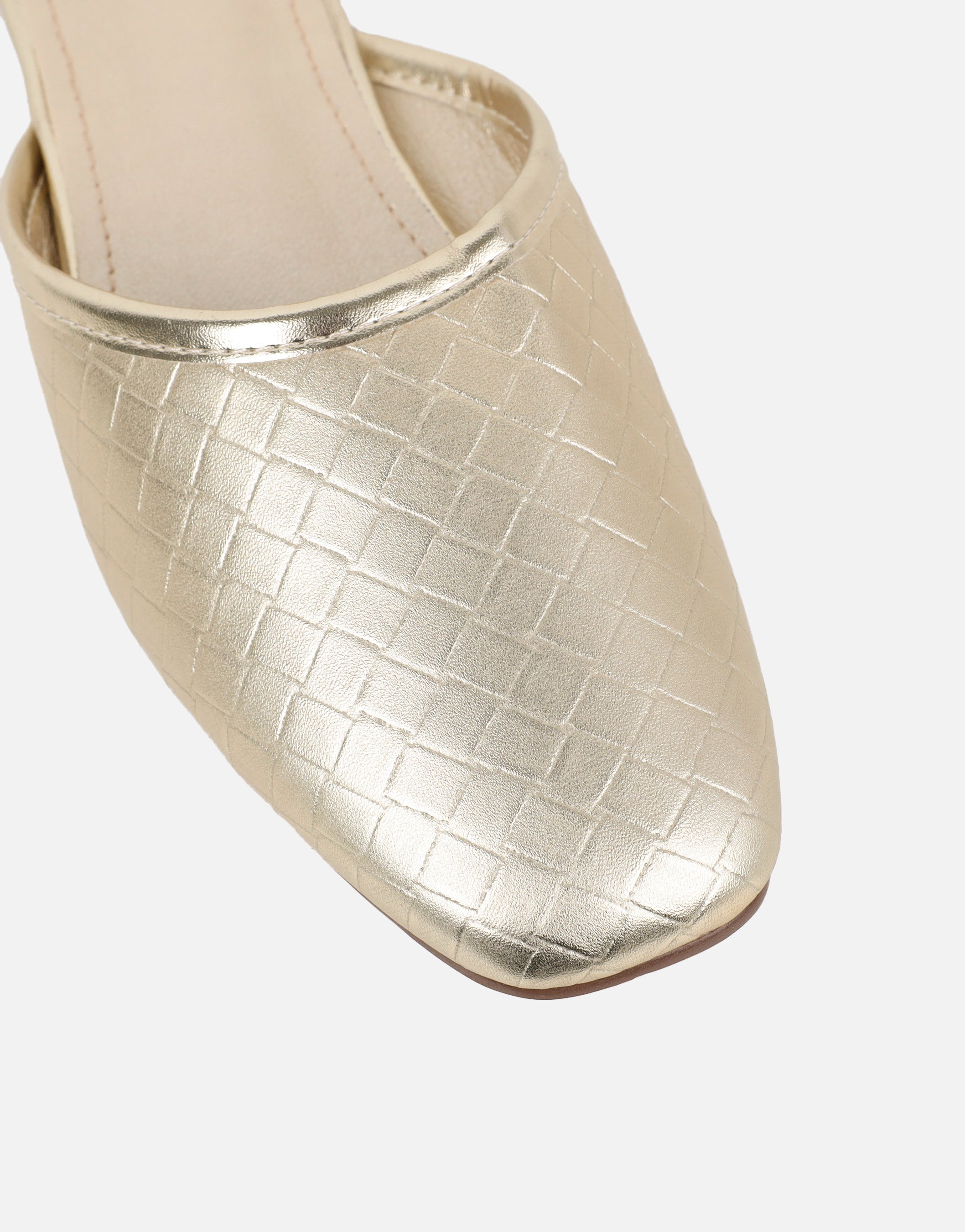 Nichola Gold Embossed Woven Slip On Flats | SIMMI London