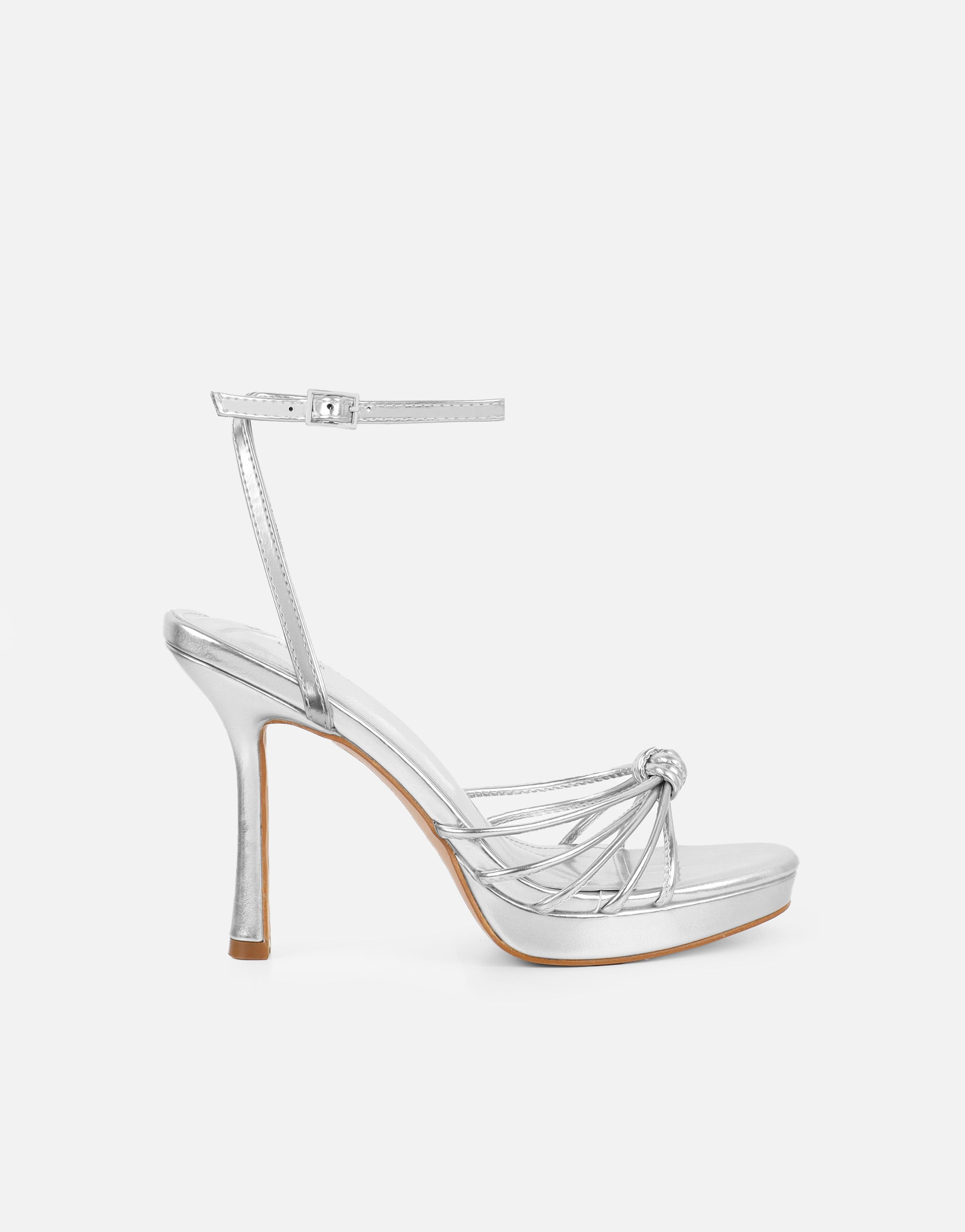 Oona Silver Mini Platform Heeled Sandals | SIMMI London