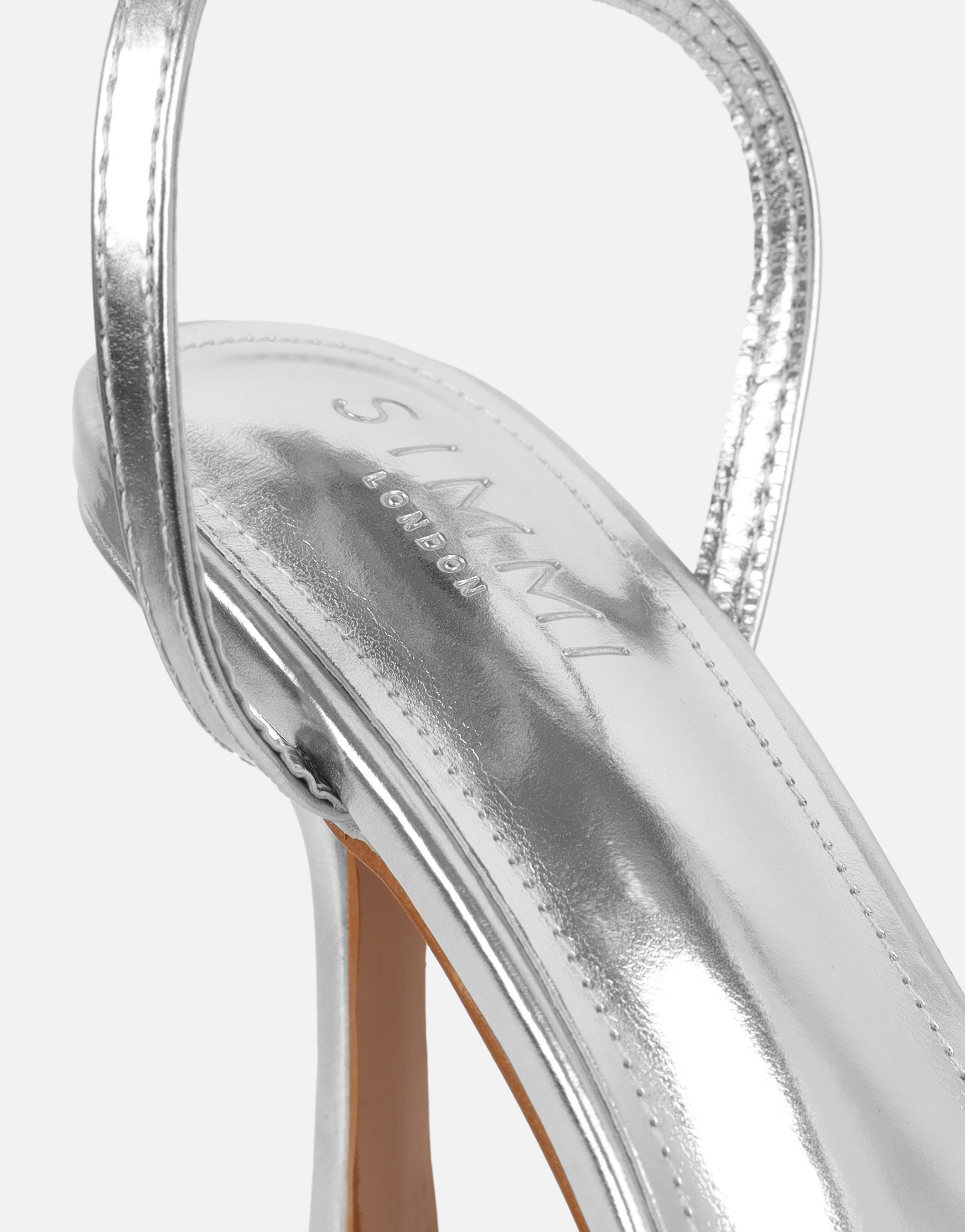 Oona Silver Mini Platform Heeled Sandals | SIMMI London