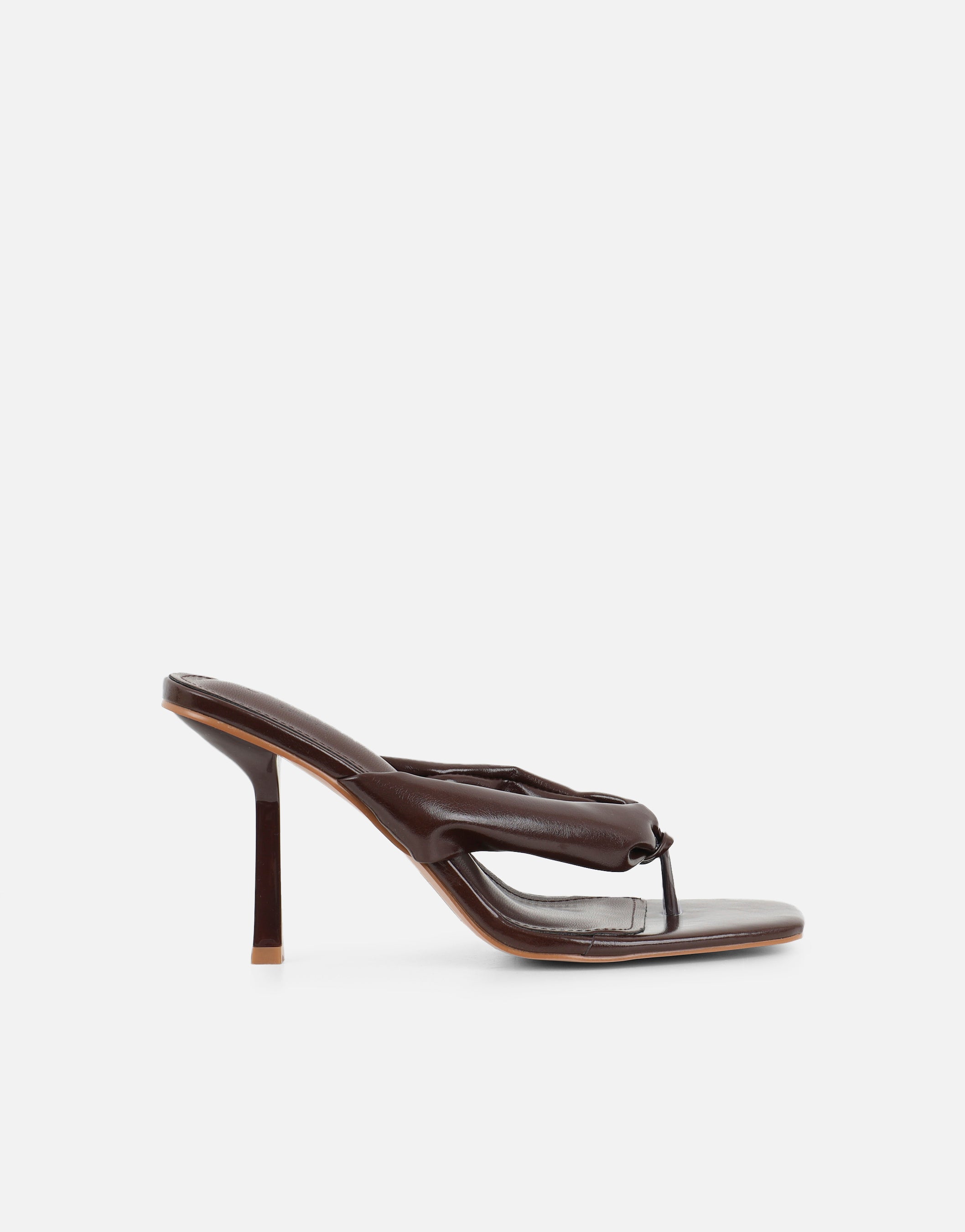 Lila Brown Toe Thong Heeled Sandals | SIMMI London
