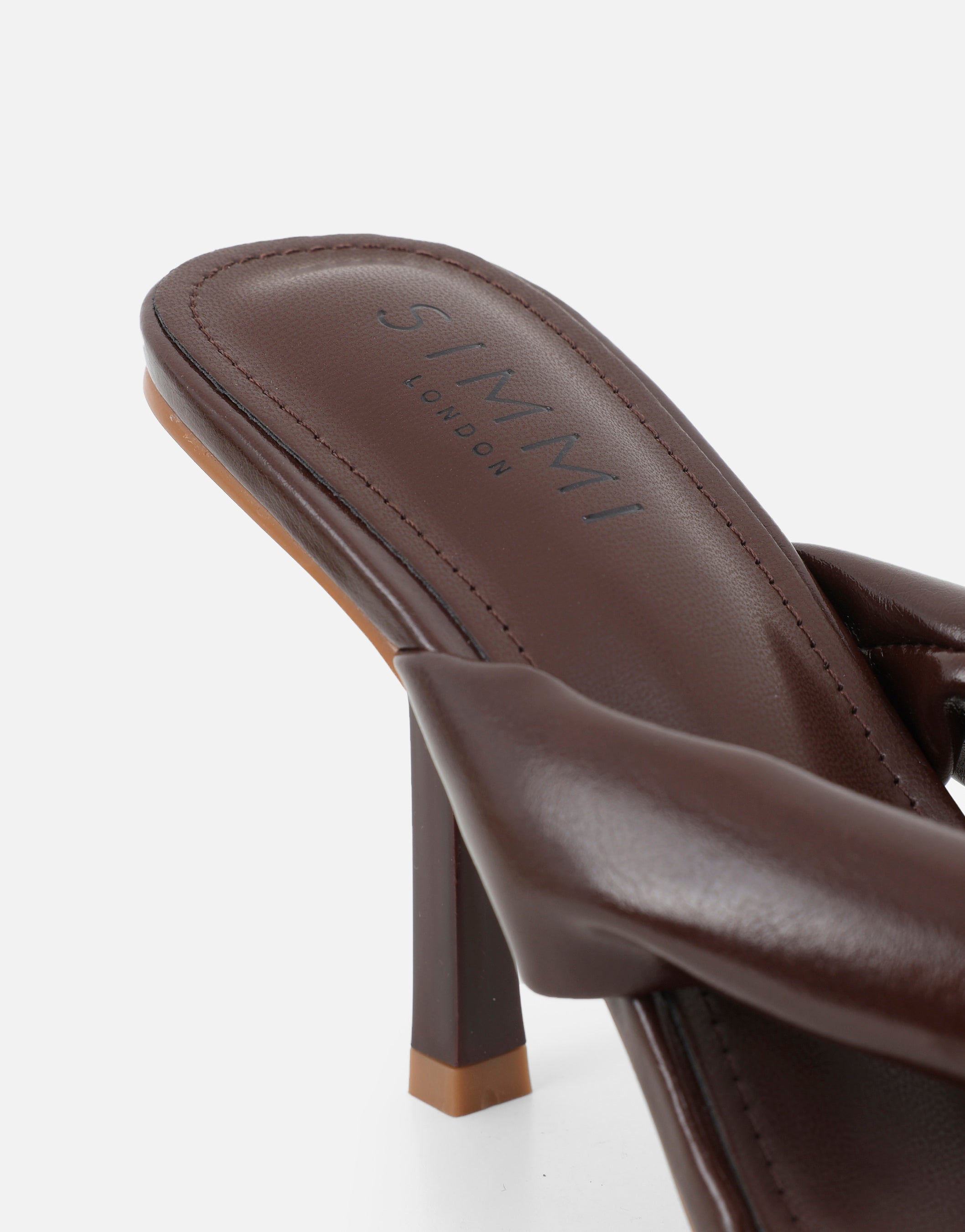 Lila Brown Toe Thong Heeled Sandals | SIMMI London