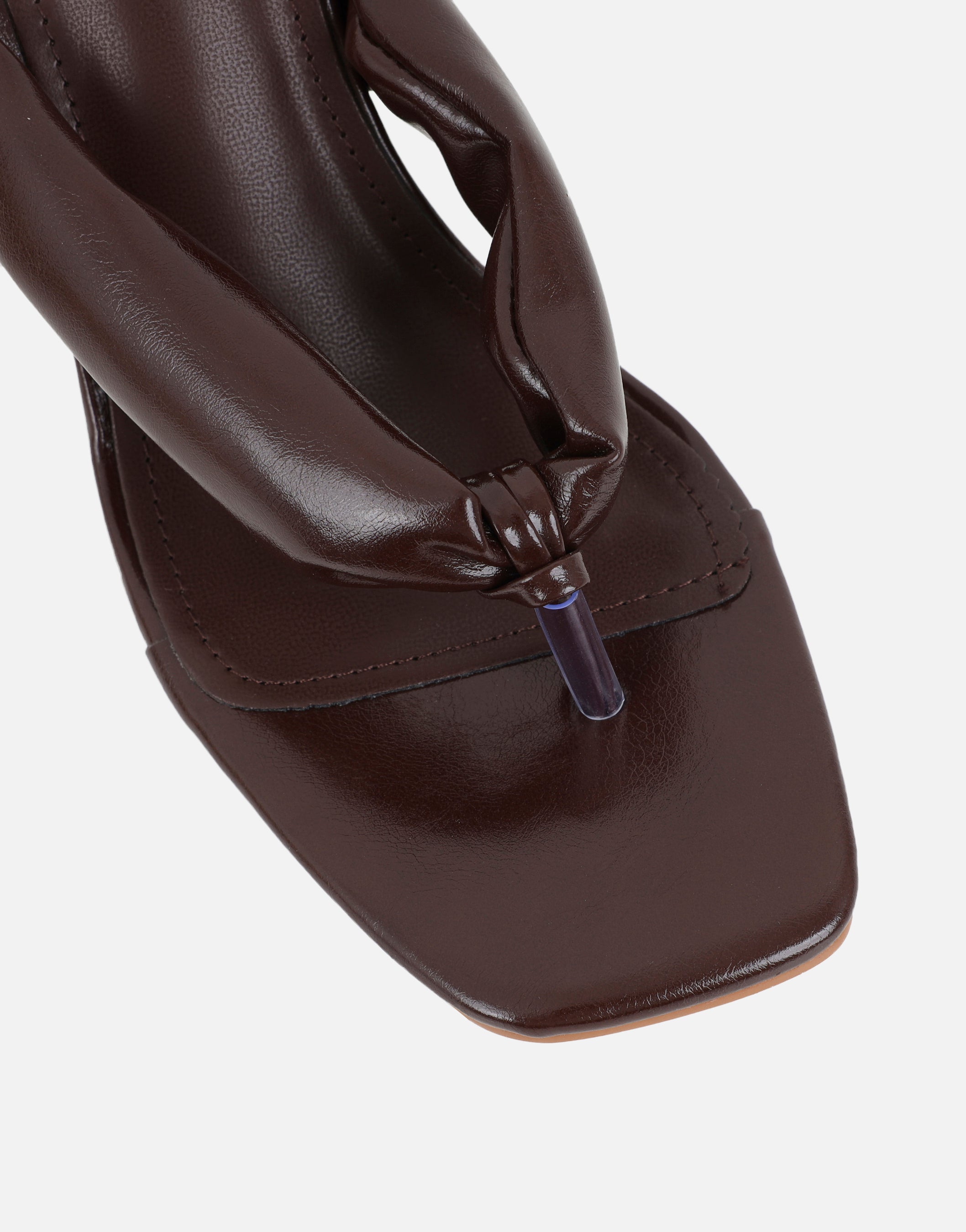 Lila Brown Toe Thong Heeled Sandals | SIMMI London