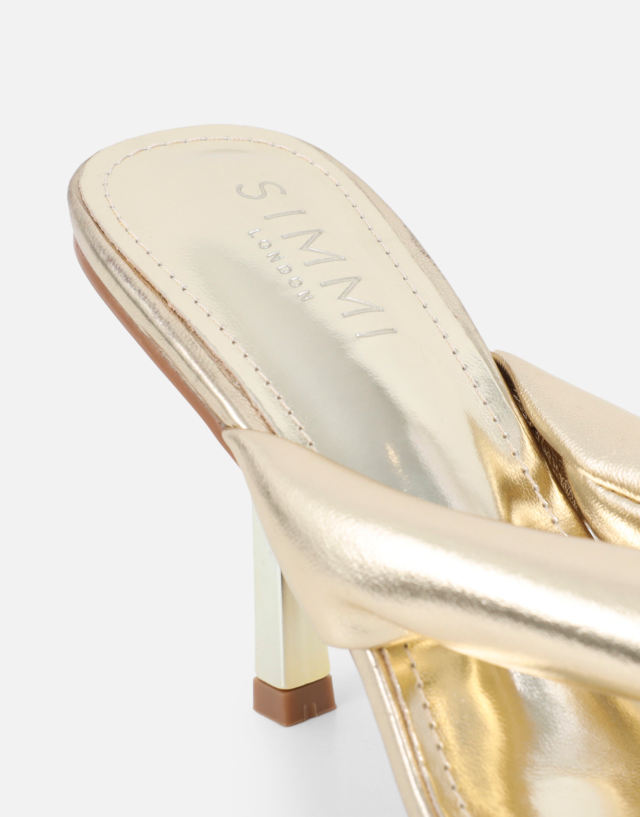 Lila Gold Metalic Toe Thong Heeled Sandals | SIMMI London