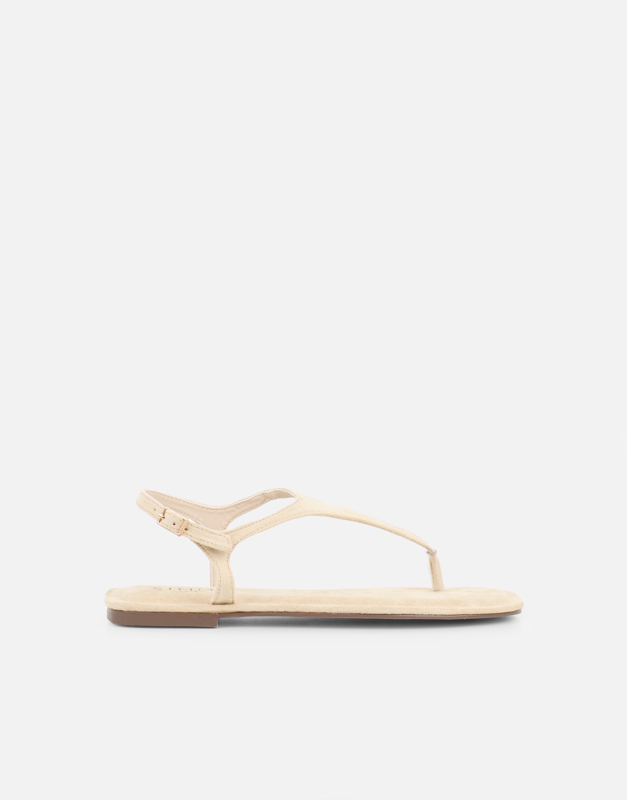 Perry Beige Suede Toe Thong Flat Sandals | SIMMI London