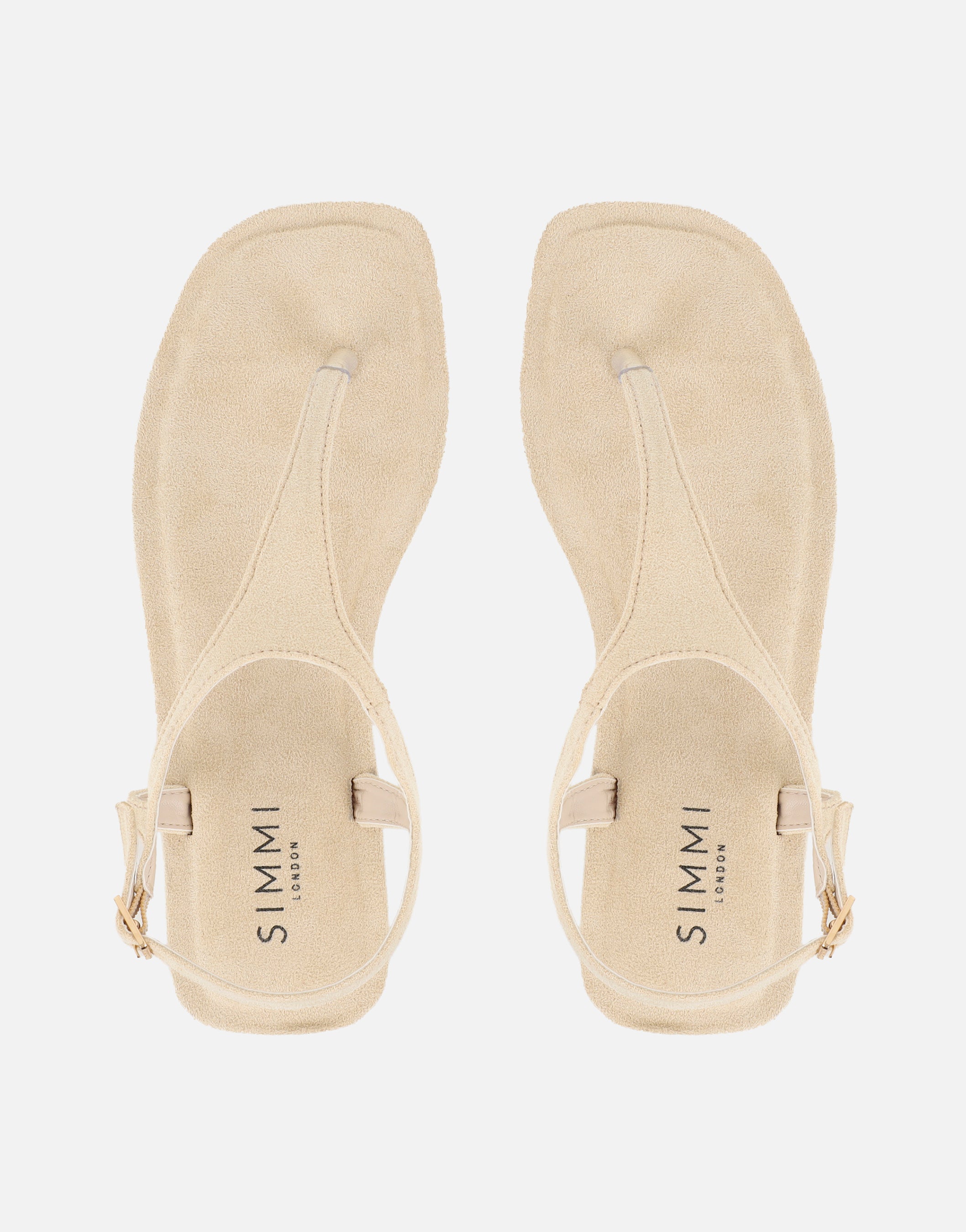 Perry Beige Suede Toe Thong Flat Sandals | SIMMI London