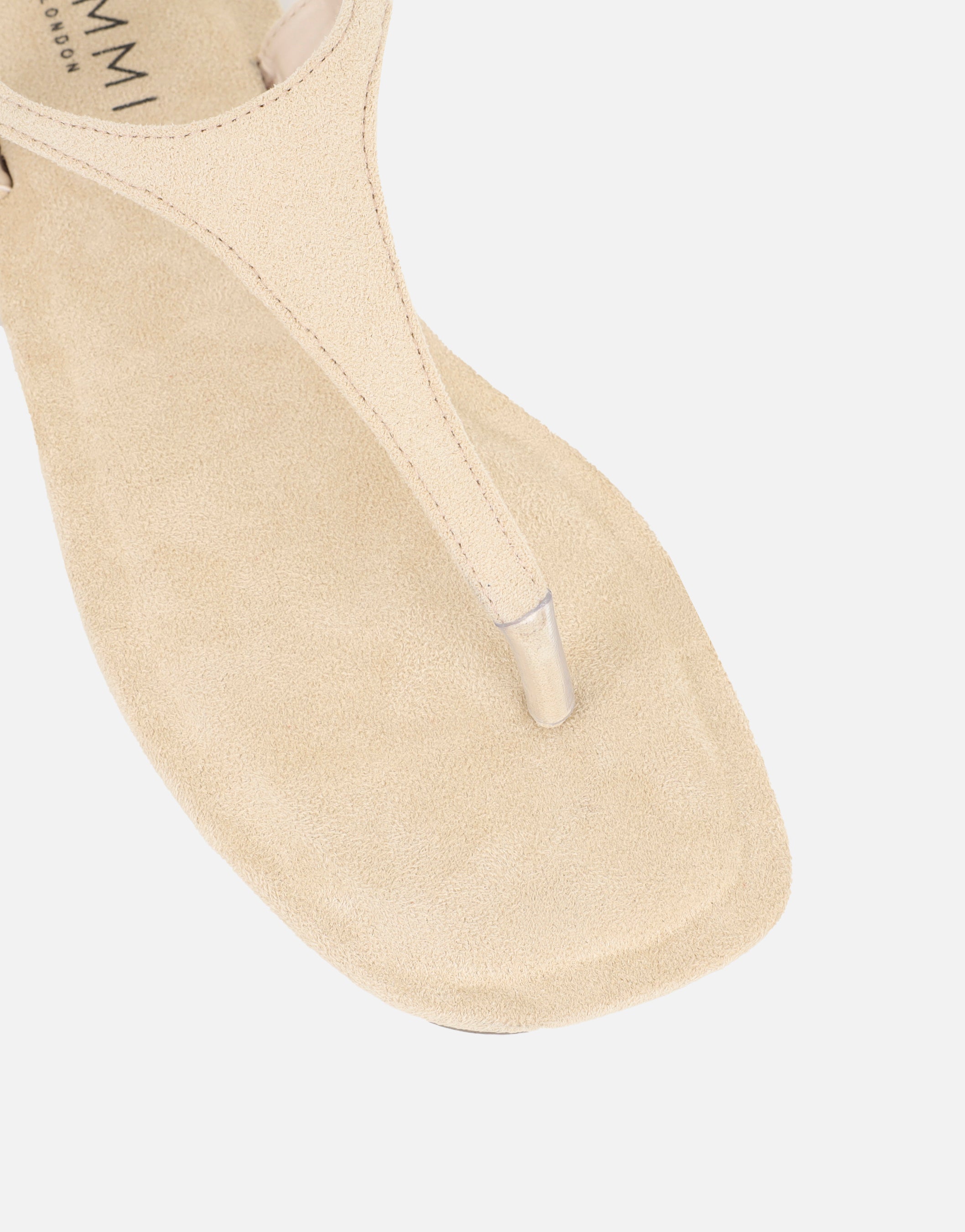 Perry Beige Suede Toe Thong Flat Sandals | SIMMI London
