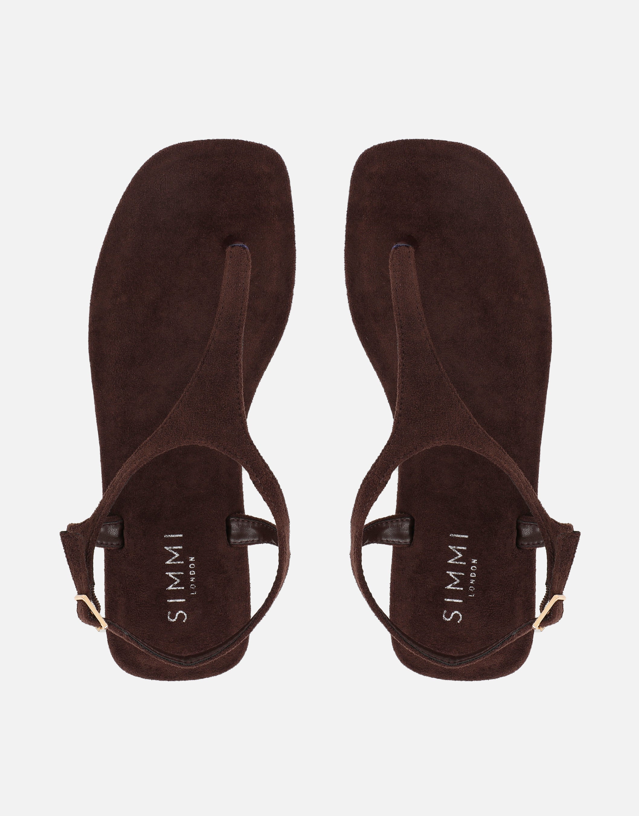 Perry Brown Suede Toe Thong Flat Sandals | SIMMI London