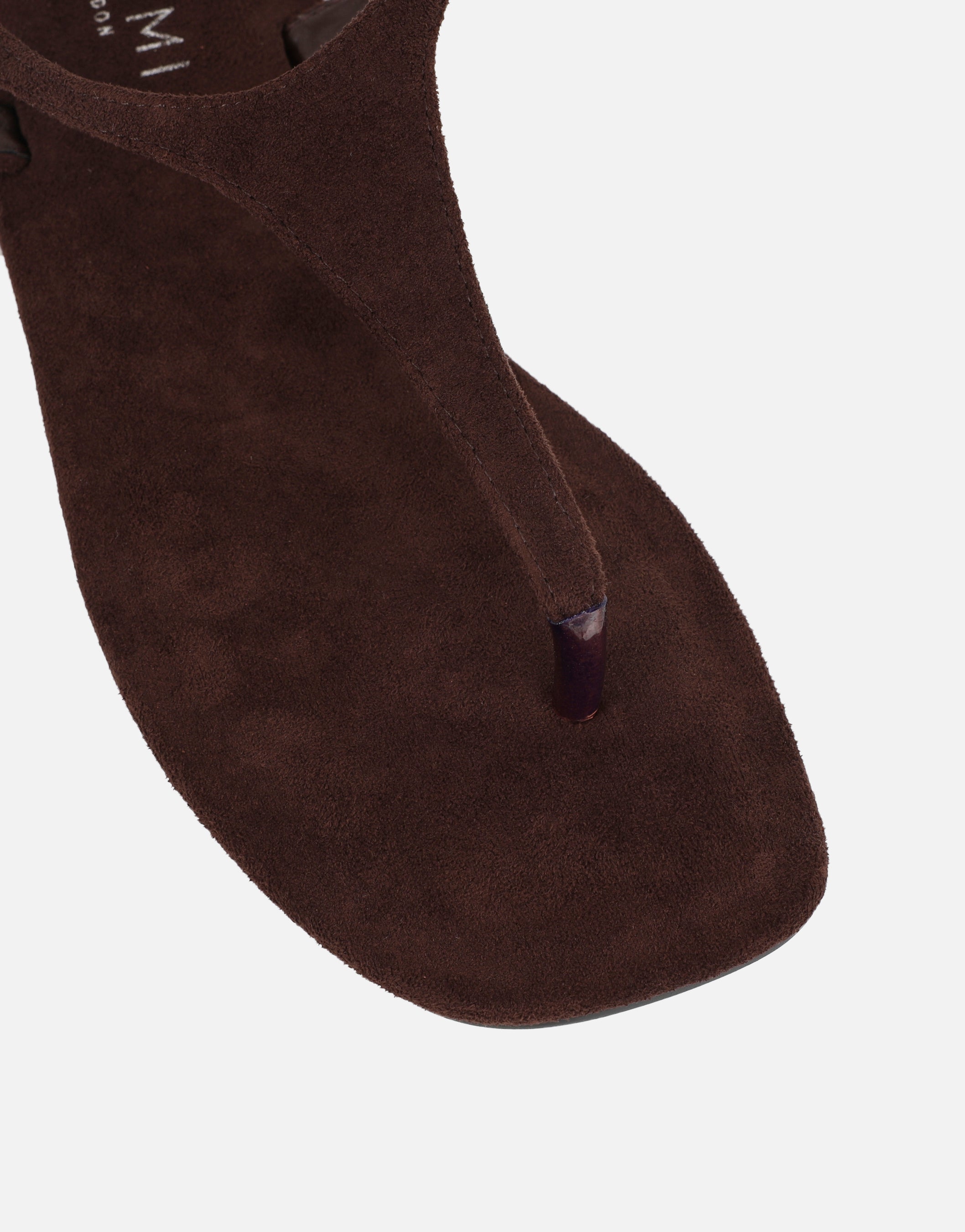 Perry Brown Suede Toe Thong Flat Sandals | SIMMI London